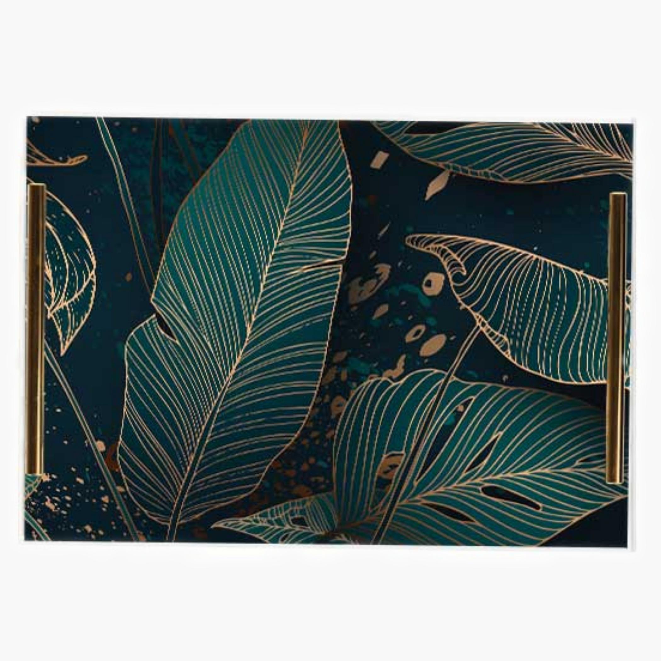 Decorative Acrylic Serving Tray with Gold Metal Handles and Marble Design 20×30 cm-household-dining-serveware-servingtrays-image-3