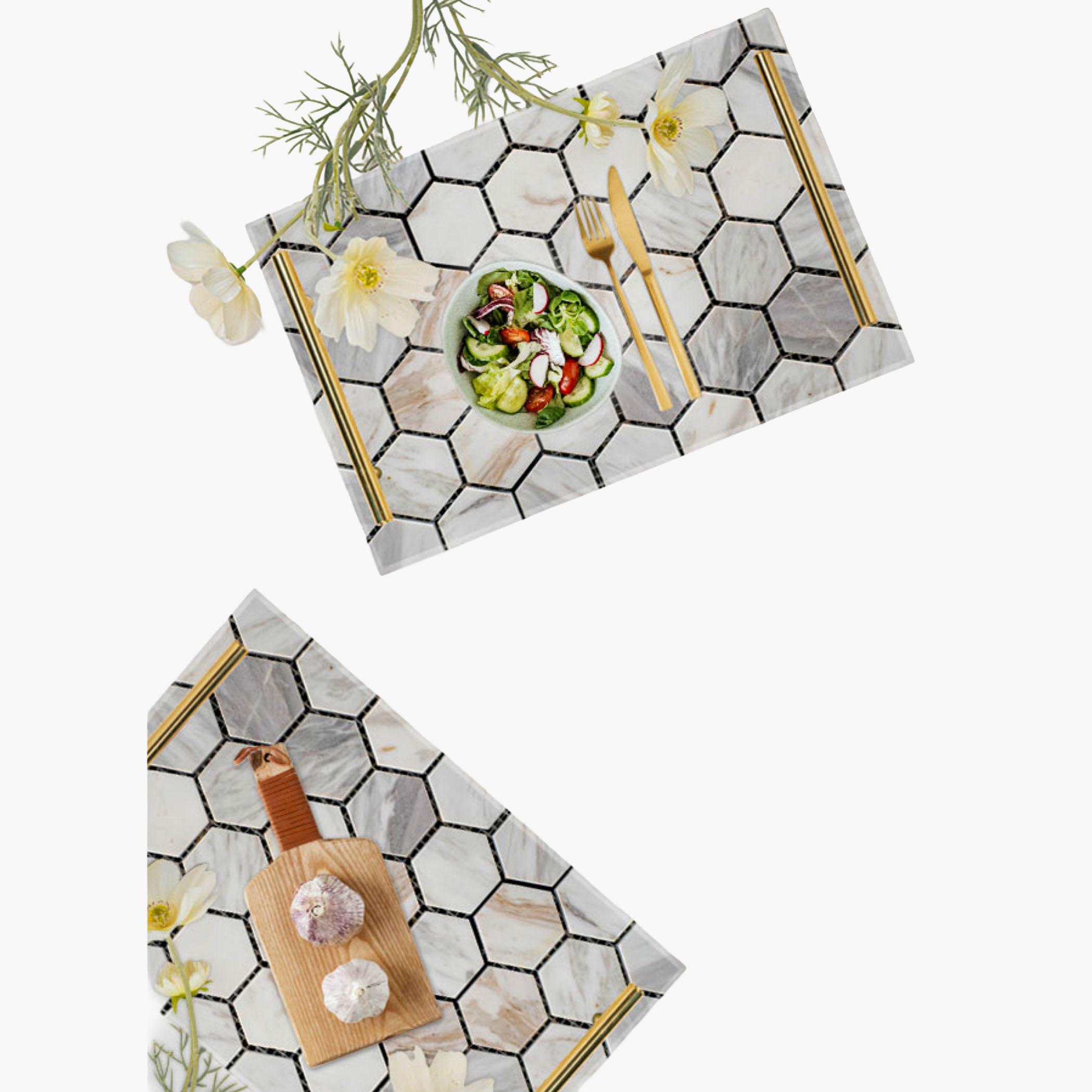 Decorative Acrylic Serving Tray with Gold Metal Handles and Marble Design 20×30 cm-household-dining-serveware-servingtrays-image-4