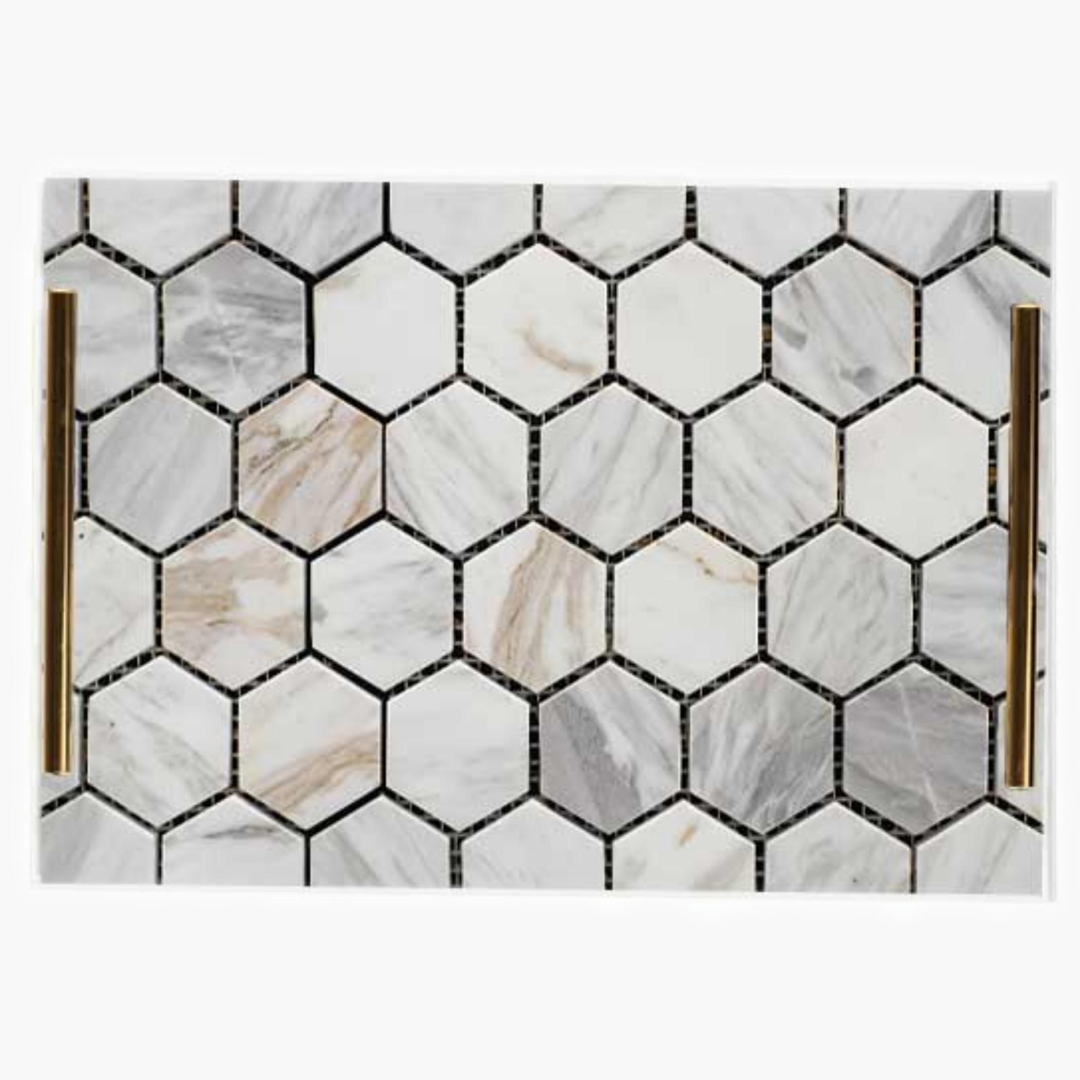 Decorative Acrylic Serving Tray with Gold Metal Handles and Marble Design 20×30 cm-household-dining-serveware-servingtrays-image-5