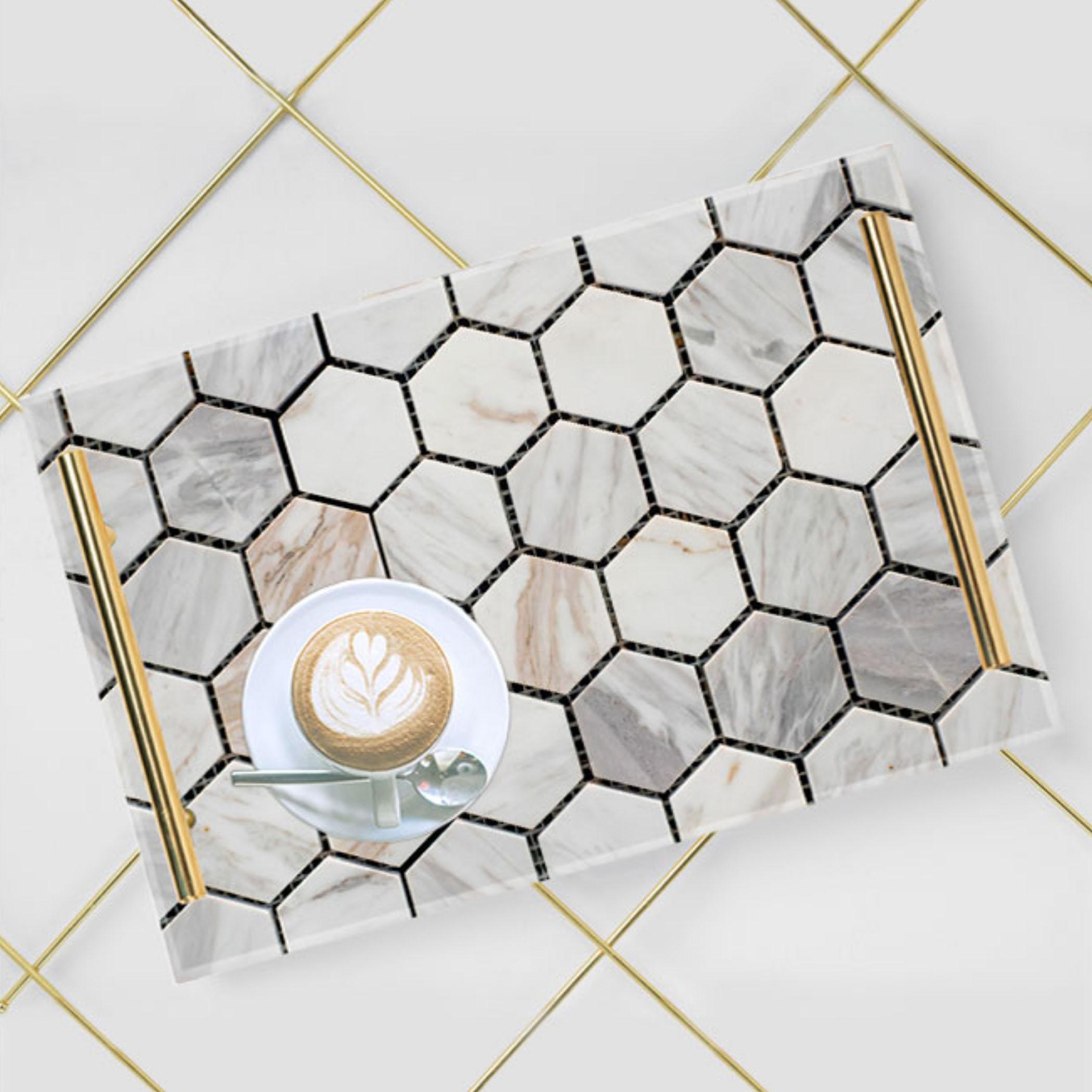 Decorative Acrylic Serving Tray with Gold Metal Handles and Marble Design 20×30 cm-household-dining-serveware-servingtrays-image-6