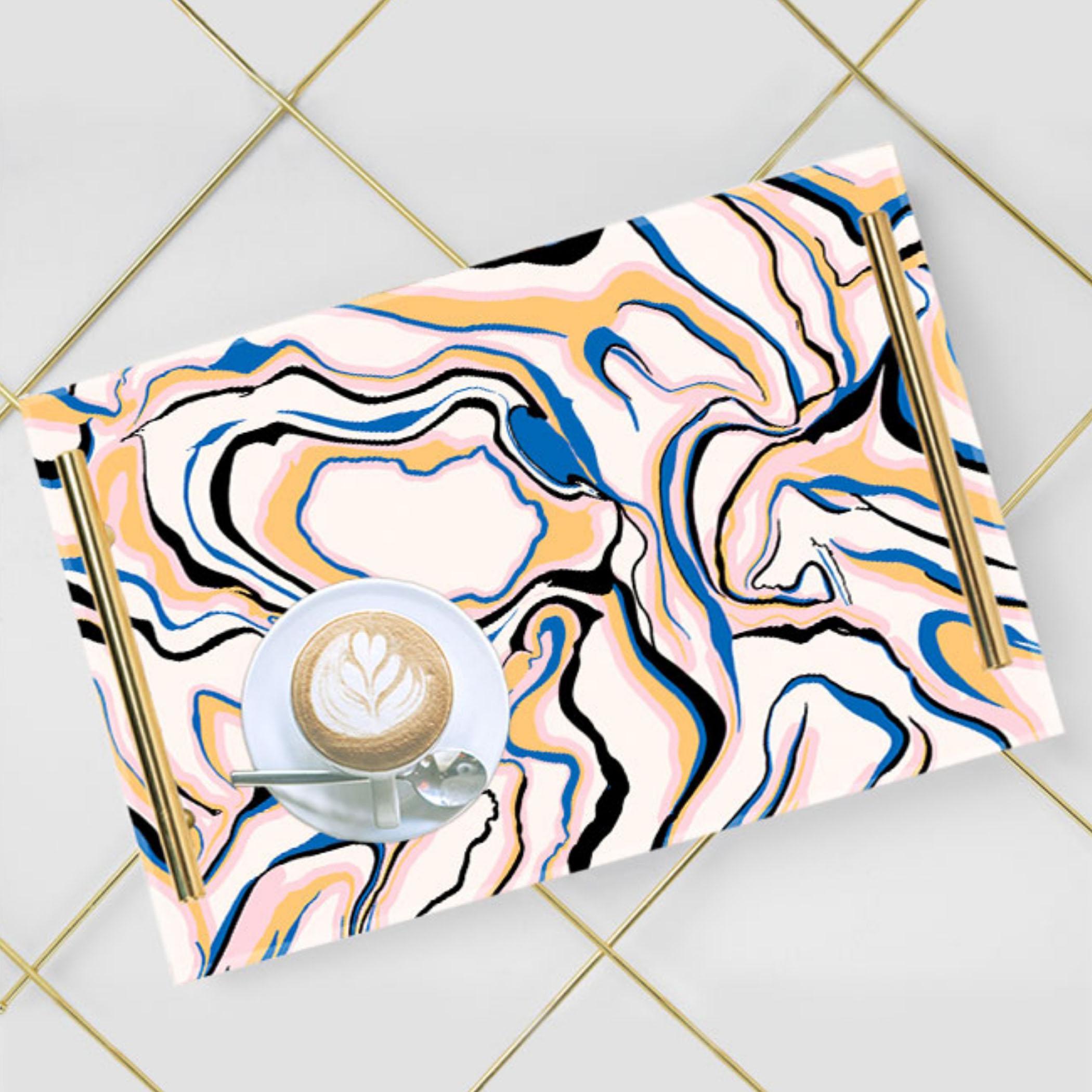 Decorative Acrylic Serving Tray with Gold Metal Handles and Marble Design 24×34 cm-household-dining-serveware-servingtrays-image-4