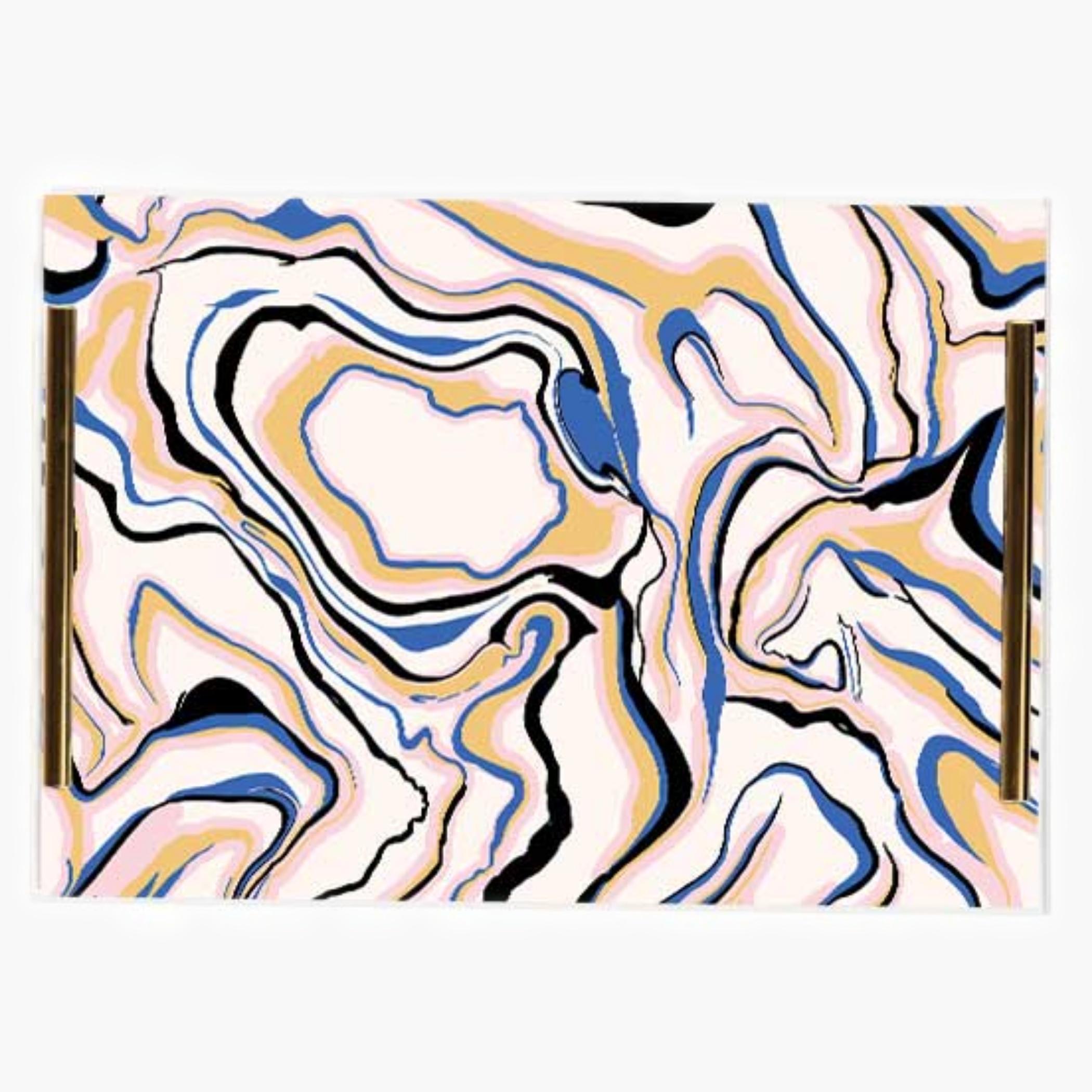 Decorative Acrylic Serving Tray with Gold Metal Handles and Marble Design 24×34 cm-household-dining-serveware-servingtrays-image-5