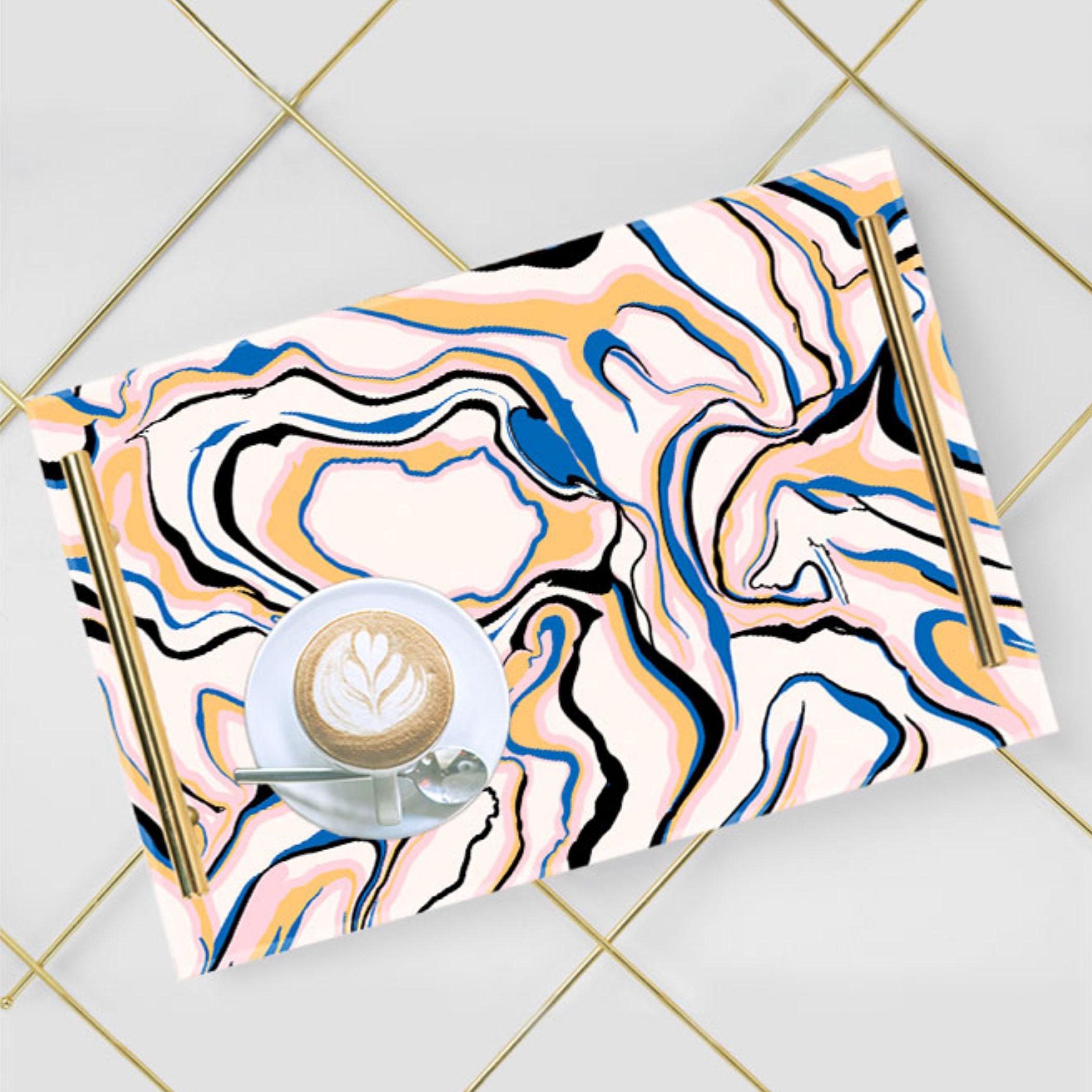Decorative Acrylic Serving Tray with Gold Metal Handles and Marble Design 20×30 cm-household-dining-serveware-servingtrays-image-3