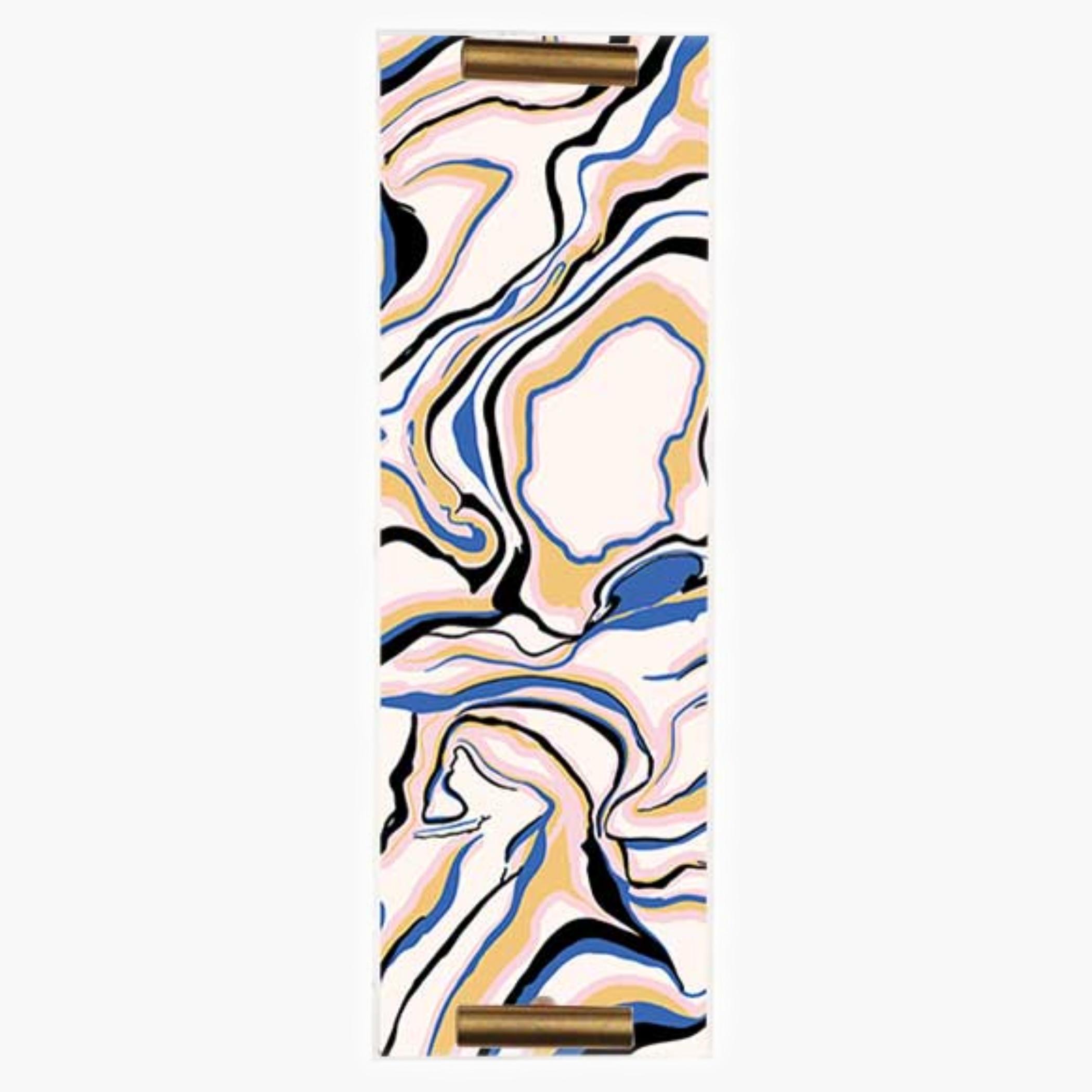 Decorative Acrylic Serving Tray with Gold Metal Handles and Marble Design 10×30 cm-household-dining-serveware-servingtrays-image-2