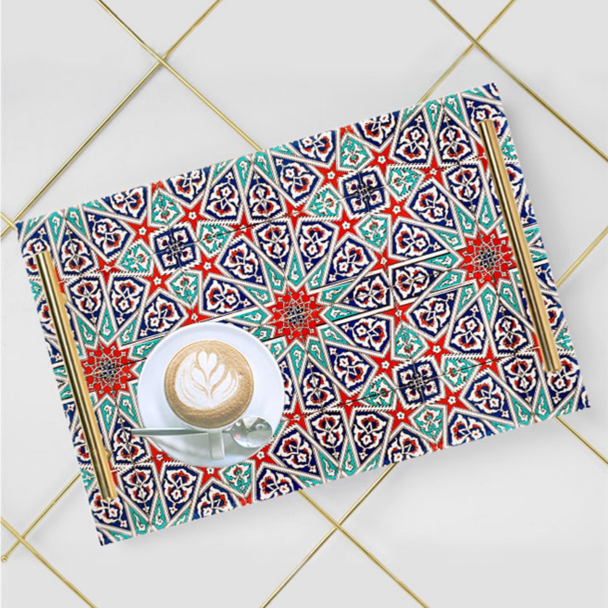 Decorative Acrylic Serving Tray with Gold Metal Handles and Marble Design 24×34 cm-household-dining-serveware-servingtrays-image-1