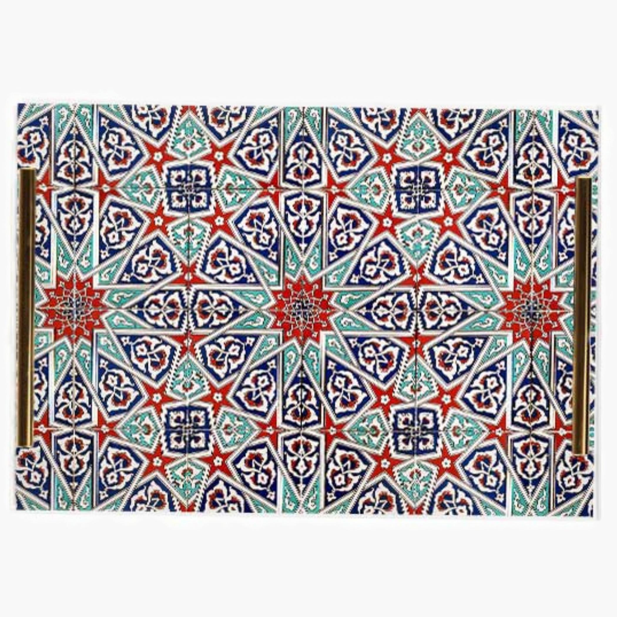 Decorative Acrylic Serving Tray with Gold Metal Handles and Marble Design 24×34 cm-household-dining-serveware-servingtrays-image-3