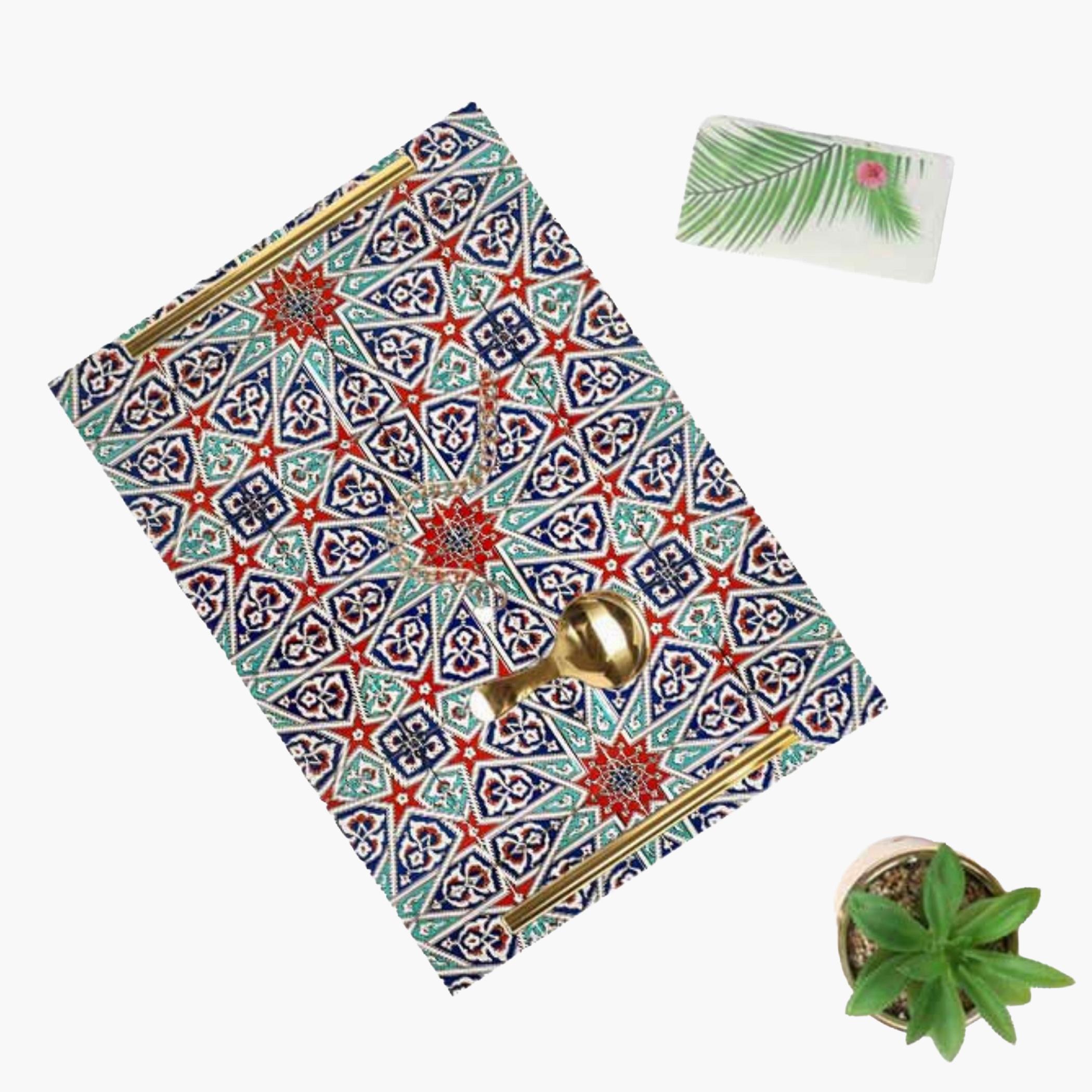 Decorative Acrylic Serving Tray with Gold Metal Handles and Marble Design 24×34 cm-household-dining-serveware-servingtrays-image-4