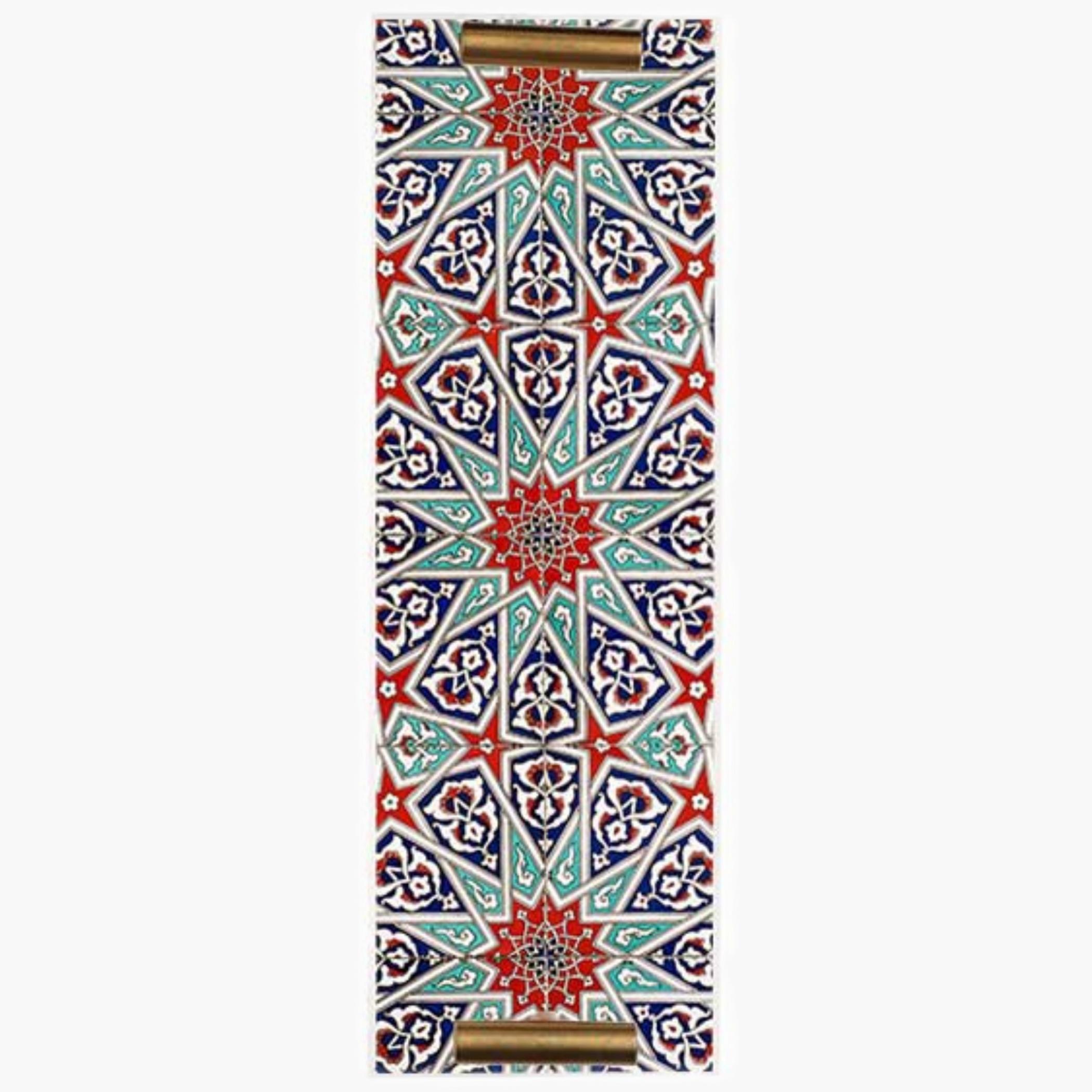 Decorative Acrylic Serving Tray with Gold Metal Handles and Marble Design 10×30 cm-household-dining-serveware-servingtrays-image-1
