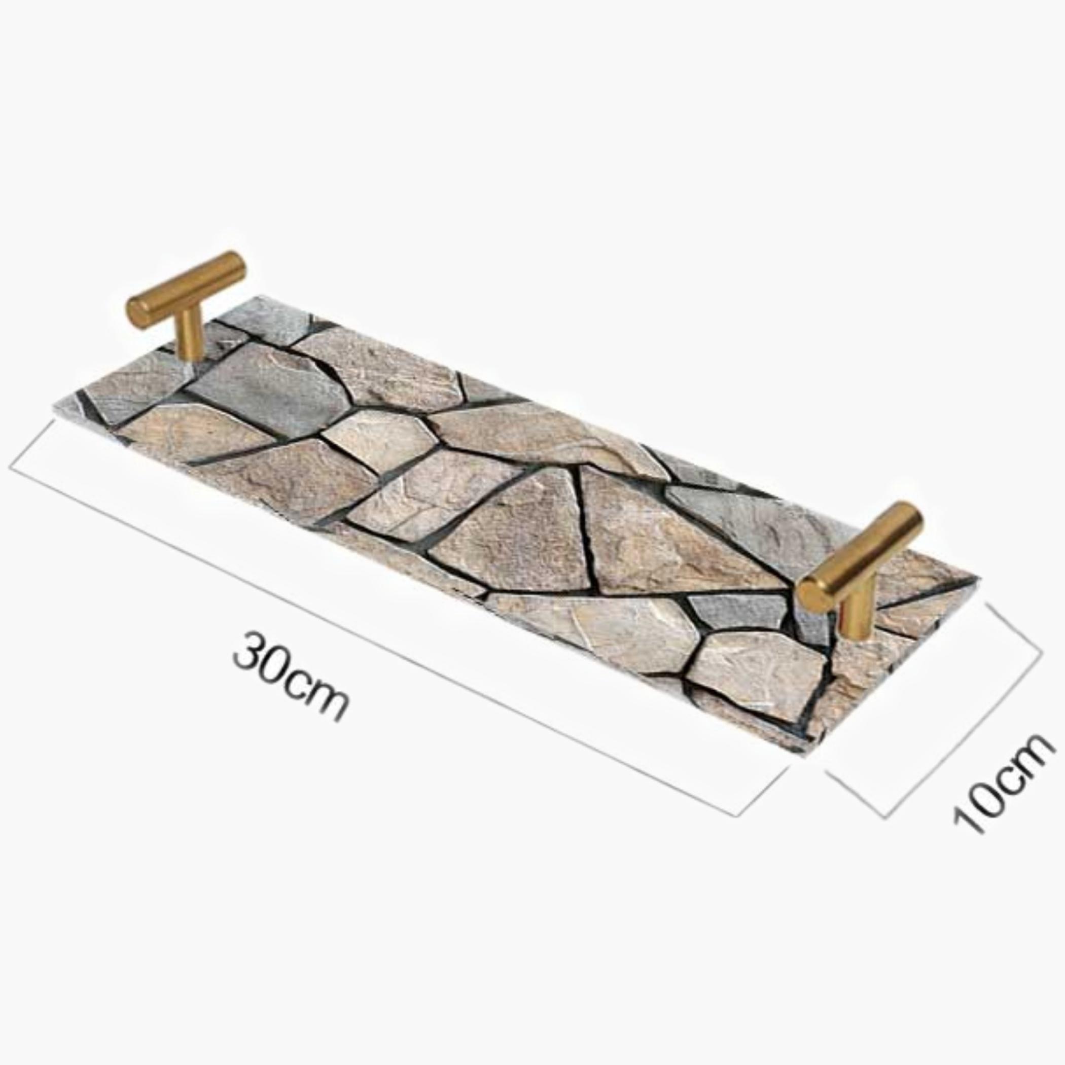 Decorative Acrylic Serving Tray with Gold Metal Handles and Marble Design 10×30 cm-household-dining-serveware-servingtrays-image-5