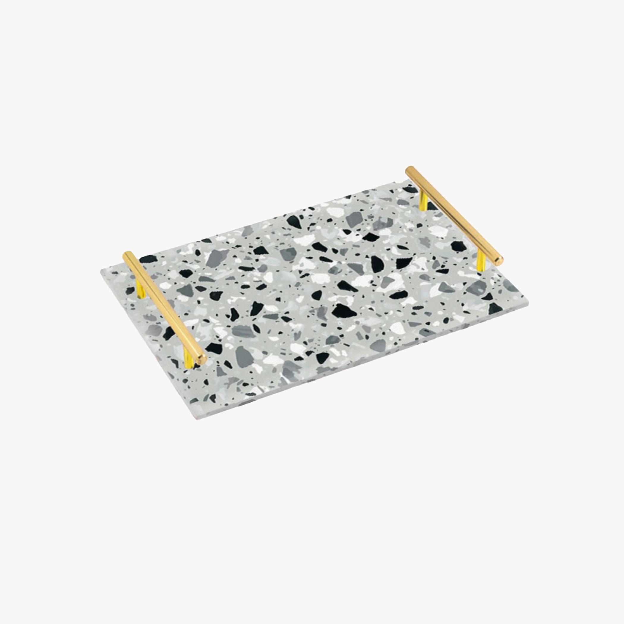 Decorative Acrylic Serving Tray with Gold Metal Handles and Marble Design 24×34 cm-household-dining-serveware-servingtrays-image-3