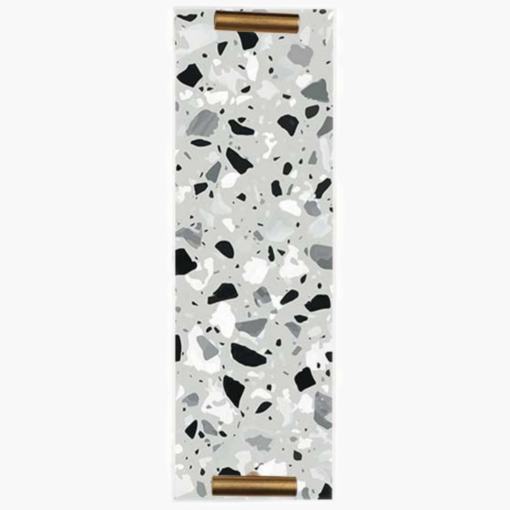 Decorative Acrylic Serving Tray with Gold Metal Handles and Marble Design 10×30 cm-household-dining-serveware-servingtrays-image-5