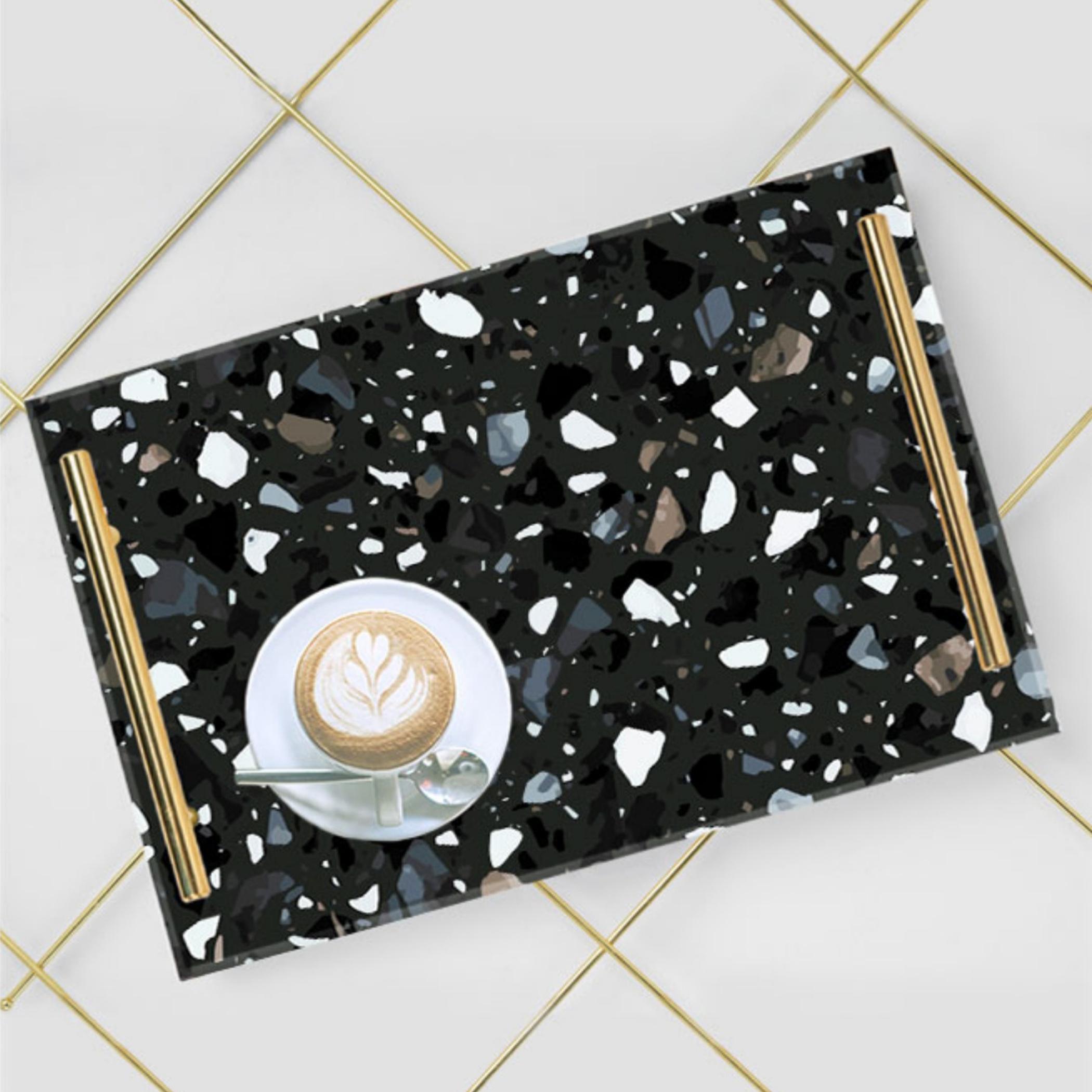 Decorative Acrylic Serving Tray with Gold Metal Handles and Marble Design 24×34 cm-household-dining-serveware-servingtrays-image-4