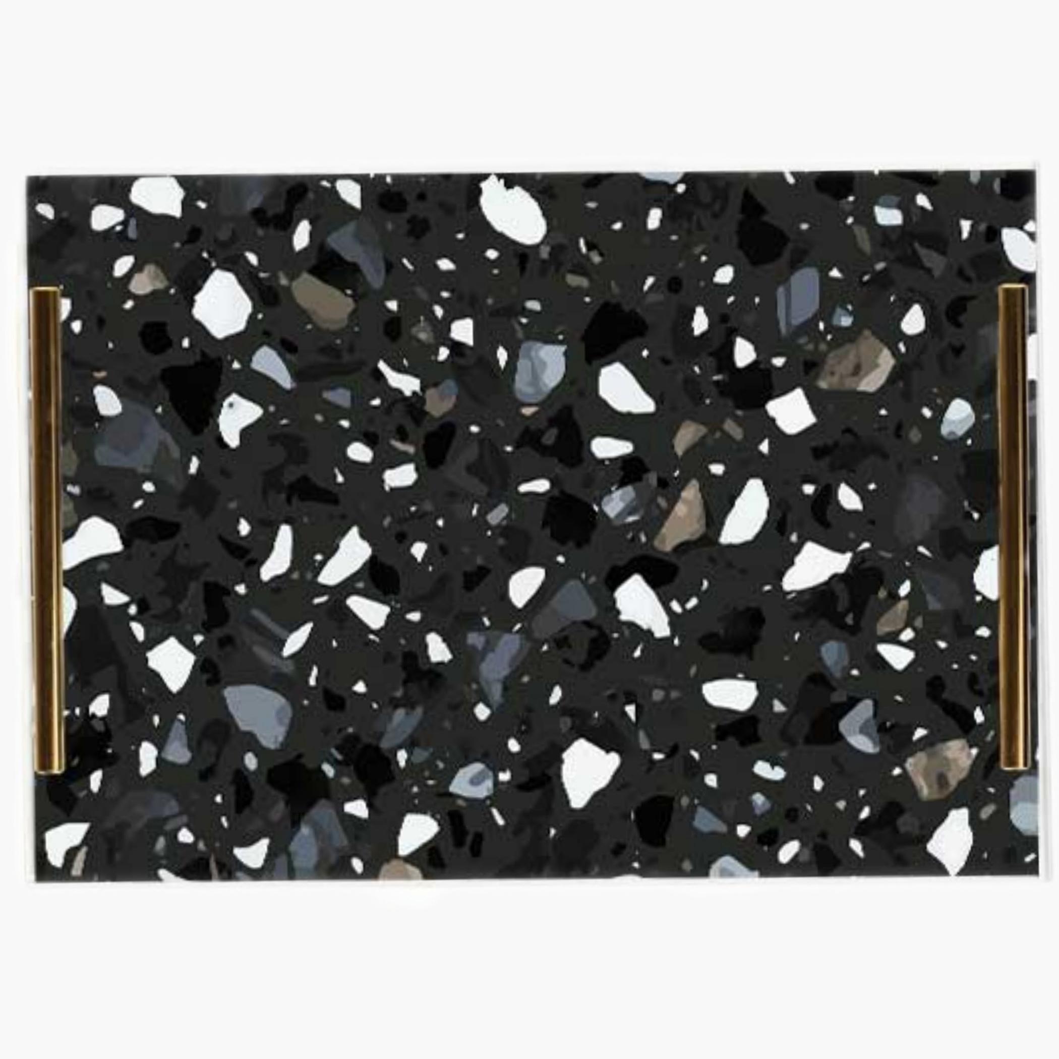 Decorative Acrylic Serving Tray with Gold Metal Handles and Marble Design 24×34 cm-household-dining-serveware-servingtrays-image-6