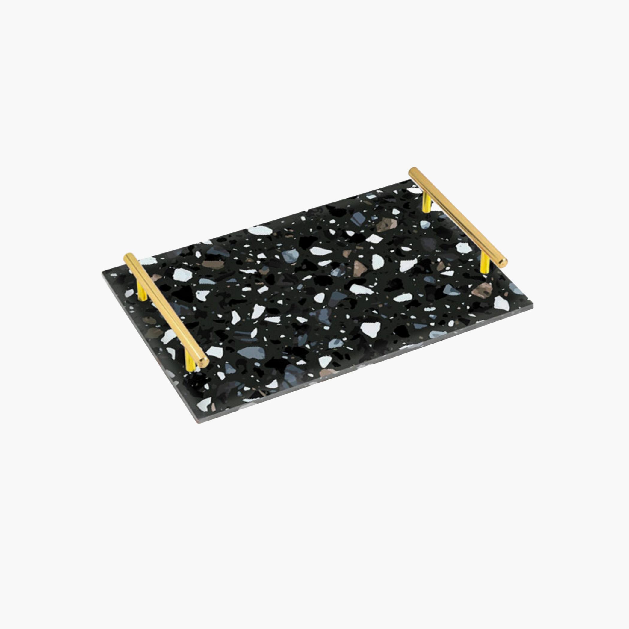 Decorative Acrylic Serving Tray with Gold Metal Handles and Marble Design 20×30 cm-household-dining-serveware-servingtrays-image-3