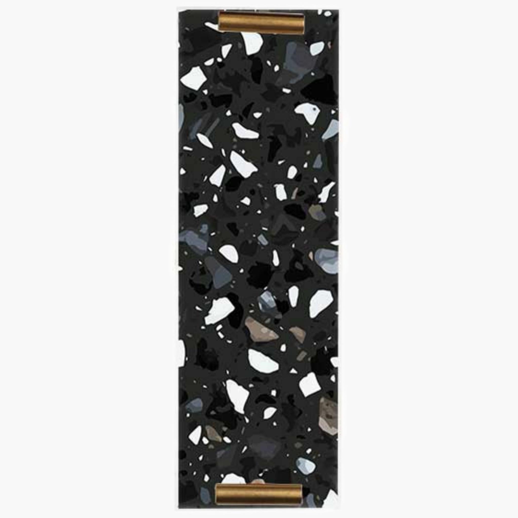 Decorative Acrylic Serving Tray with Gold Metal Handles and Marble Design 10×30 cm-household-dining-serveware-servingtrays-image-3