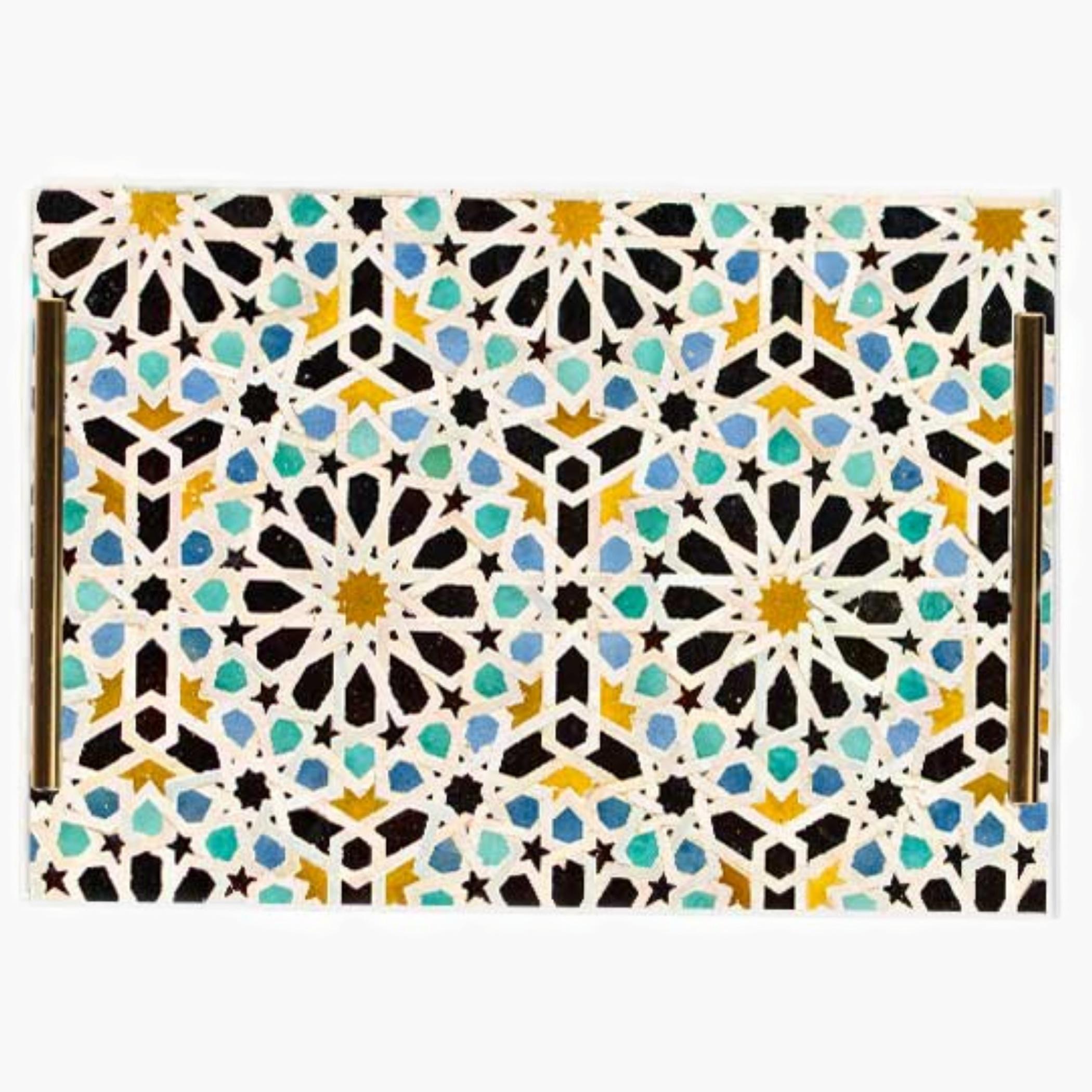 Decorative Acrylic Serving Tray with Gold Metal Handles and Marble Design 24×34 cm-household-dining-serveware-servingtrays-image-3