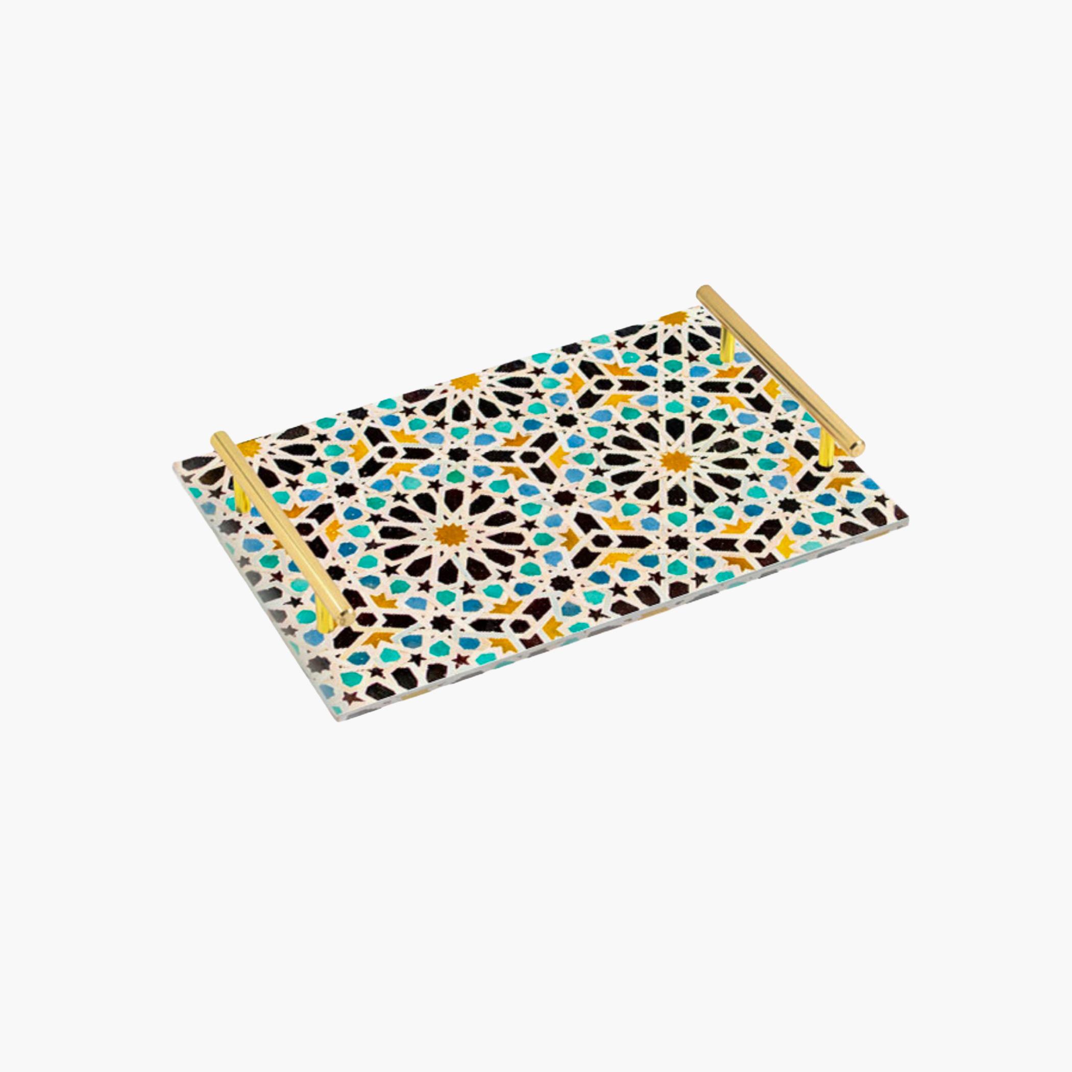 Decorative Acrylic Serving Tray with Gold Metal Handles and Marble Design 24×34 cm-household-dining-serveware-servingtrays-image-6