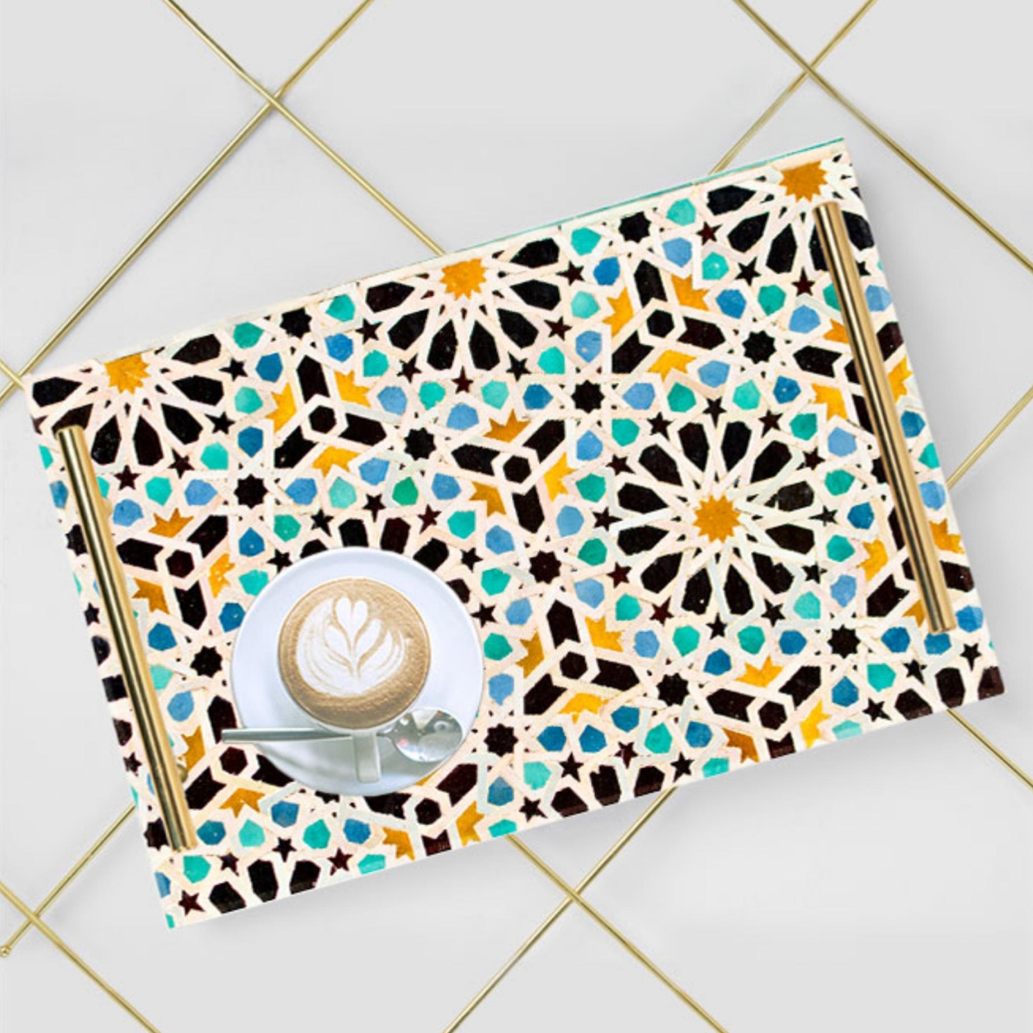 Decorative Acrylic Serving Tray with Gold Metal Handles and Marble Design 20×30 cm-household-dining-serveware-servingtrays-image-2