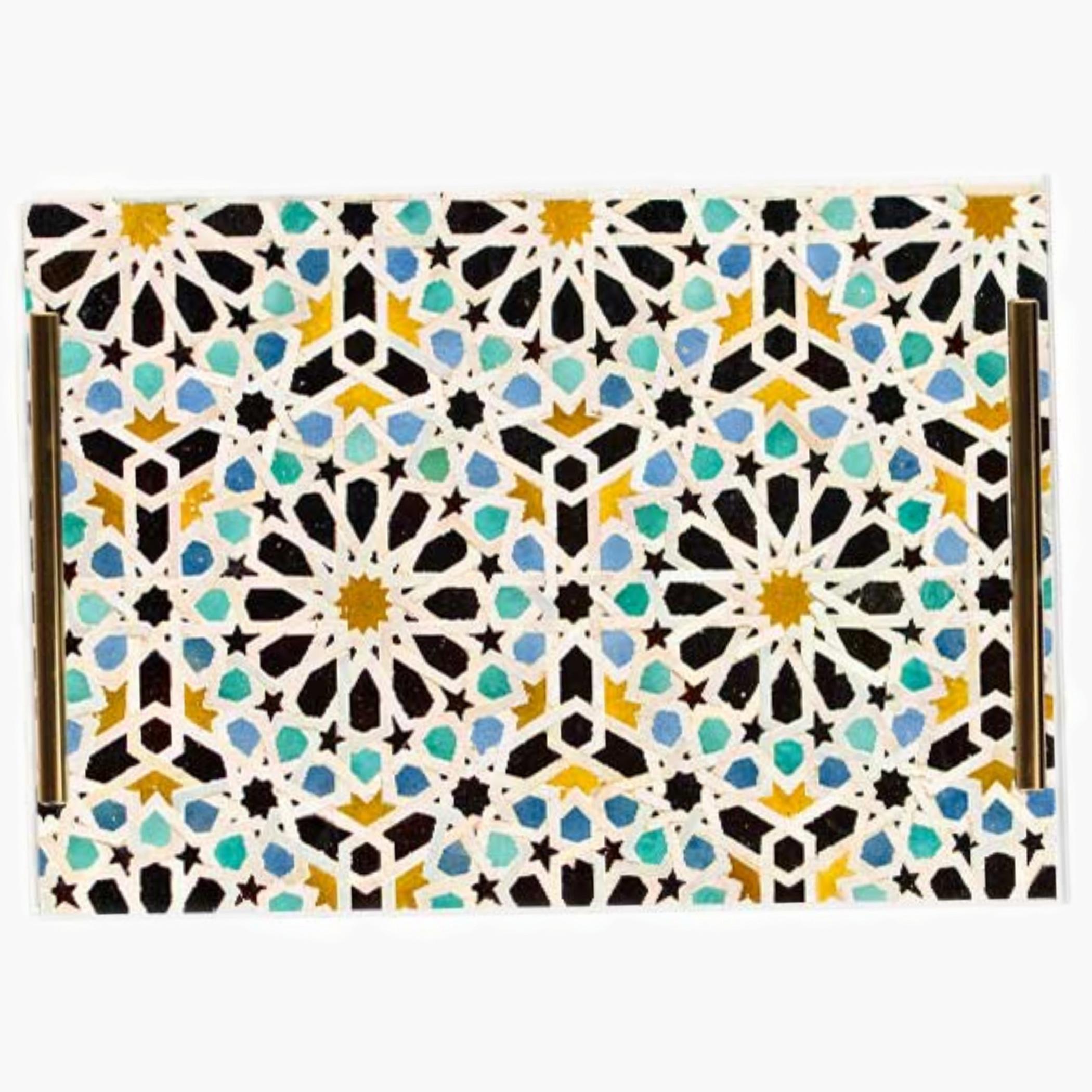 Decorative Acrylic Serving Tray with Gold Metal Handles and Marble Design 20×30 cm-household-dining-serveware-servingtrays-image-3