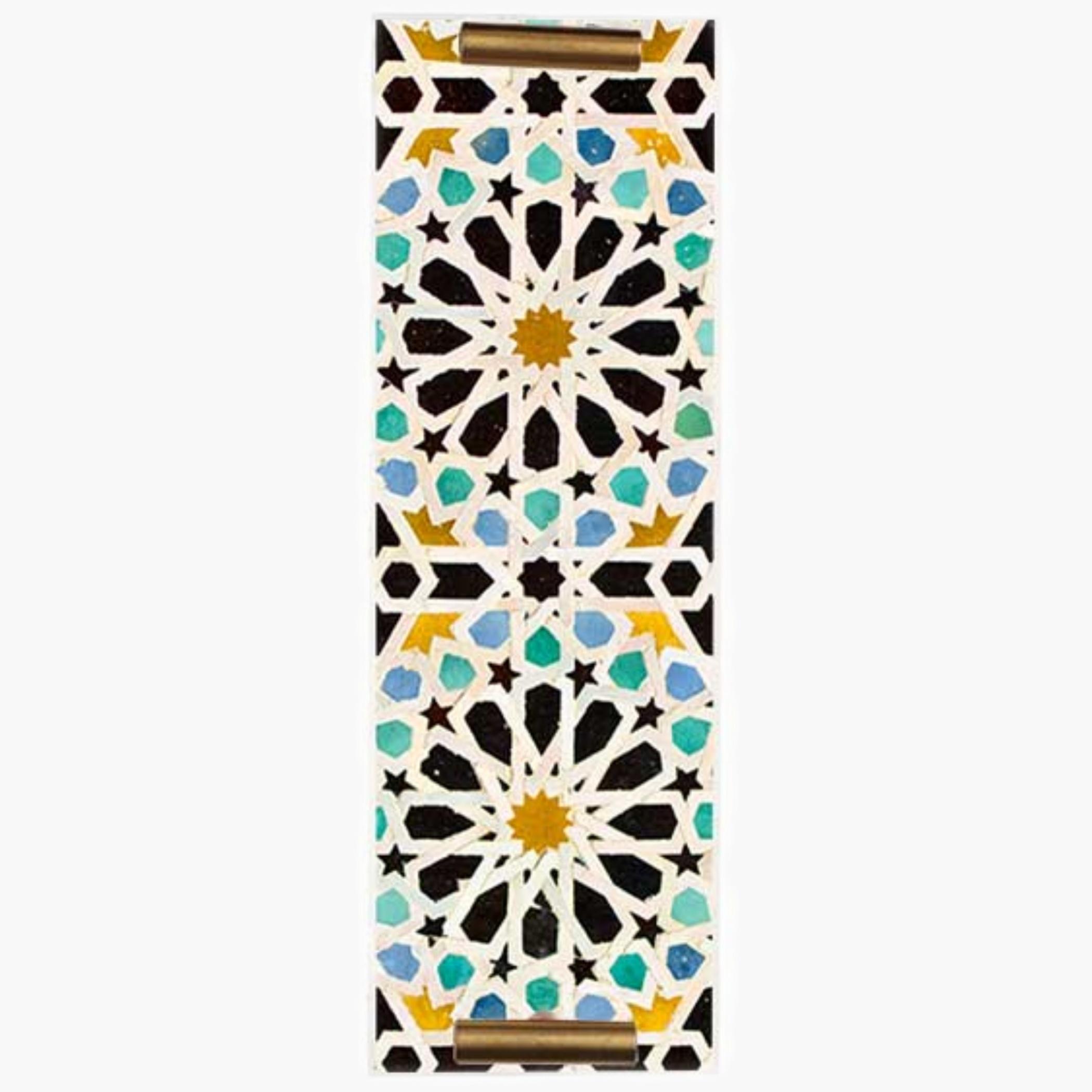 Decorative Acrylic Serving Tray with Gold Metal Handles and Marble Design 10×30 cm-household-dining-serveware-servingtrays-image-5
