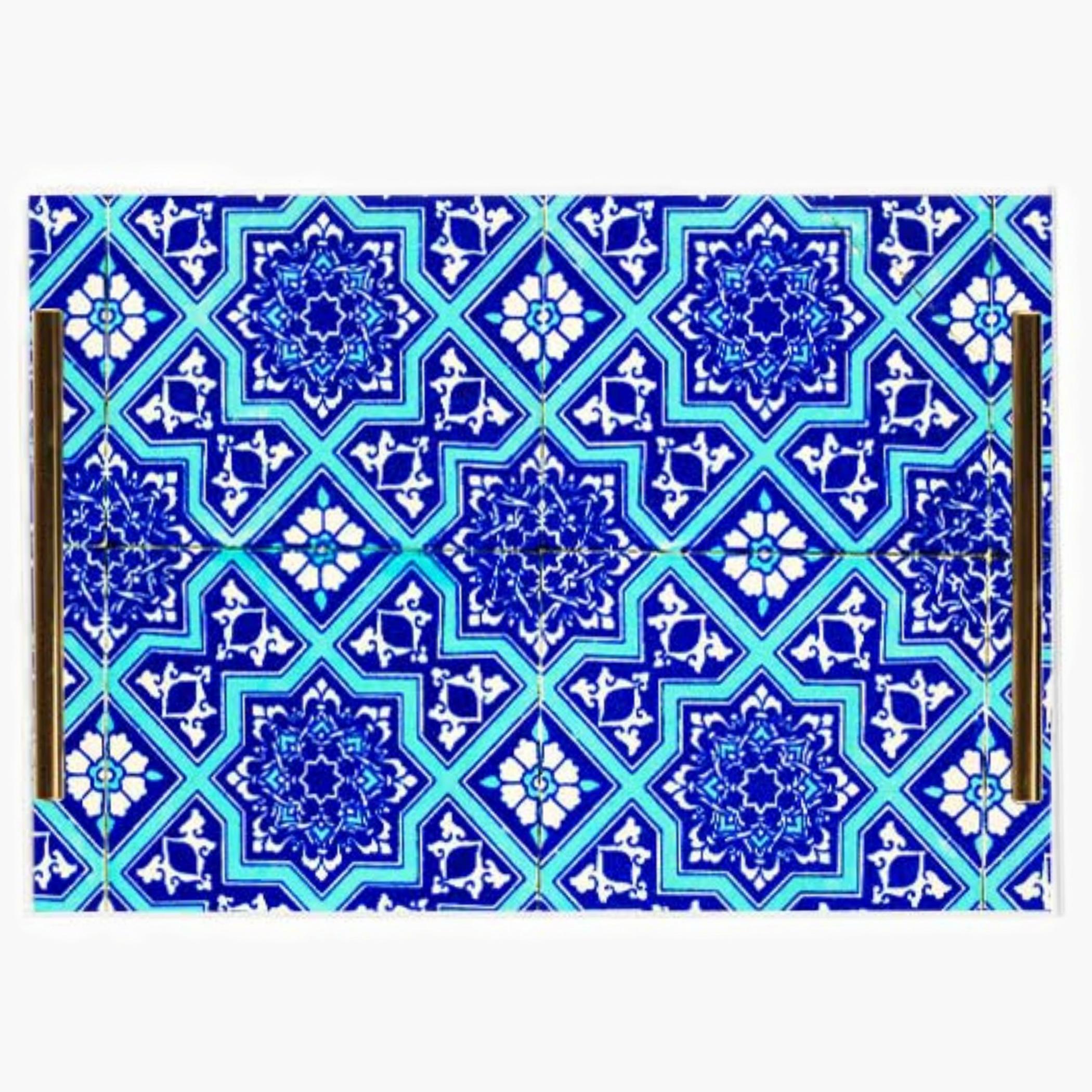 Decorative Acrylic Serving Tray with Gold Metal Handles and Marble Design 24×34 cm-household-dining-serveware-servingtrays-image-6