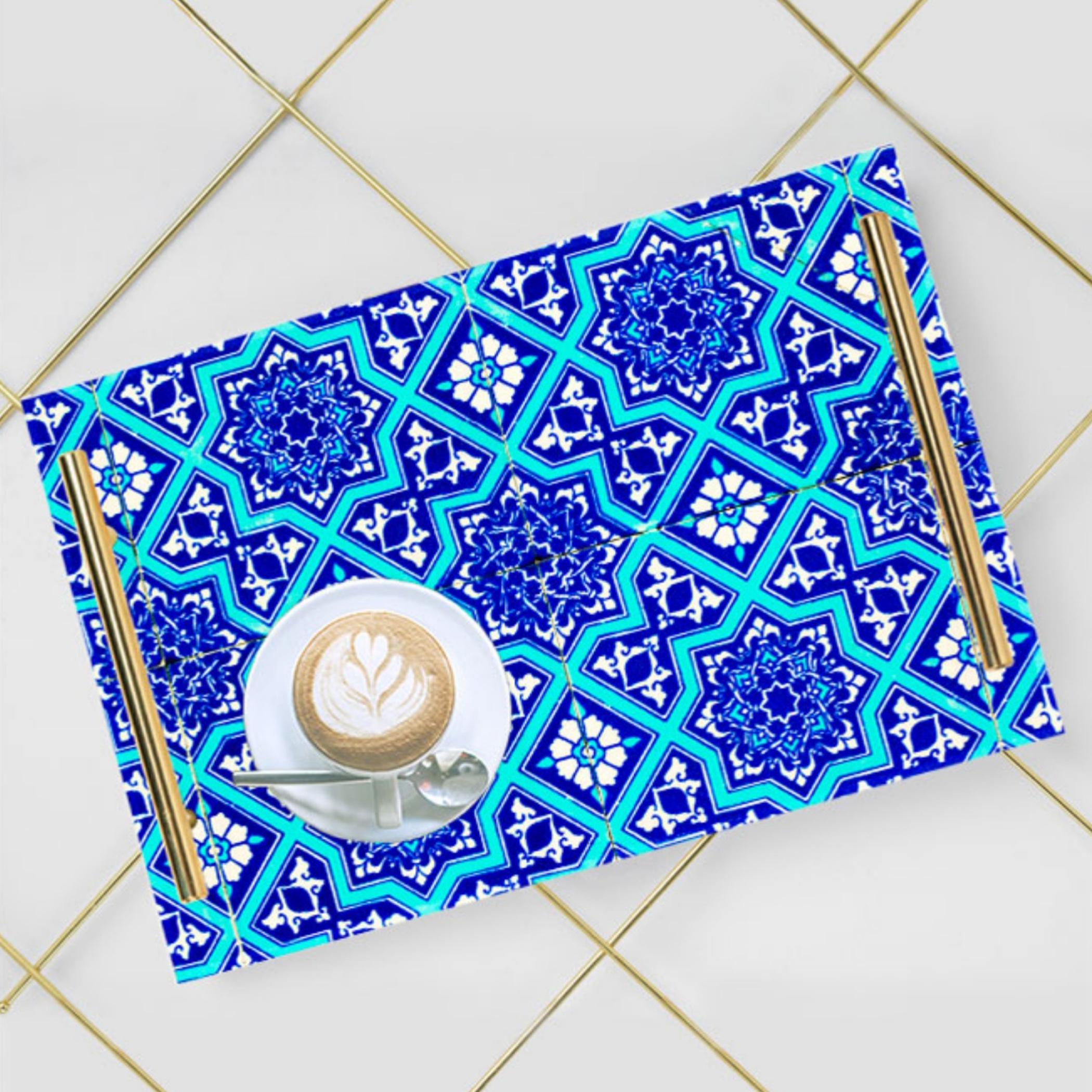 Decorative Acrylic Serving Tray with Gold Metal Handles and Marble Design 20×30 cm-household-dining-serveware-servingtrays-image-1