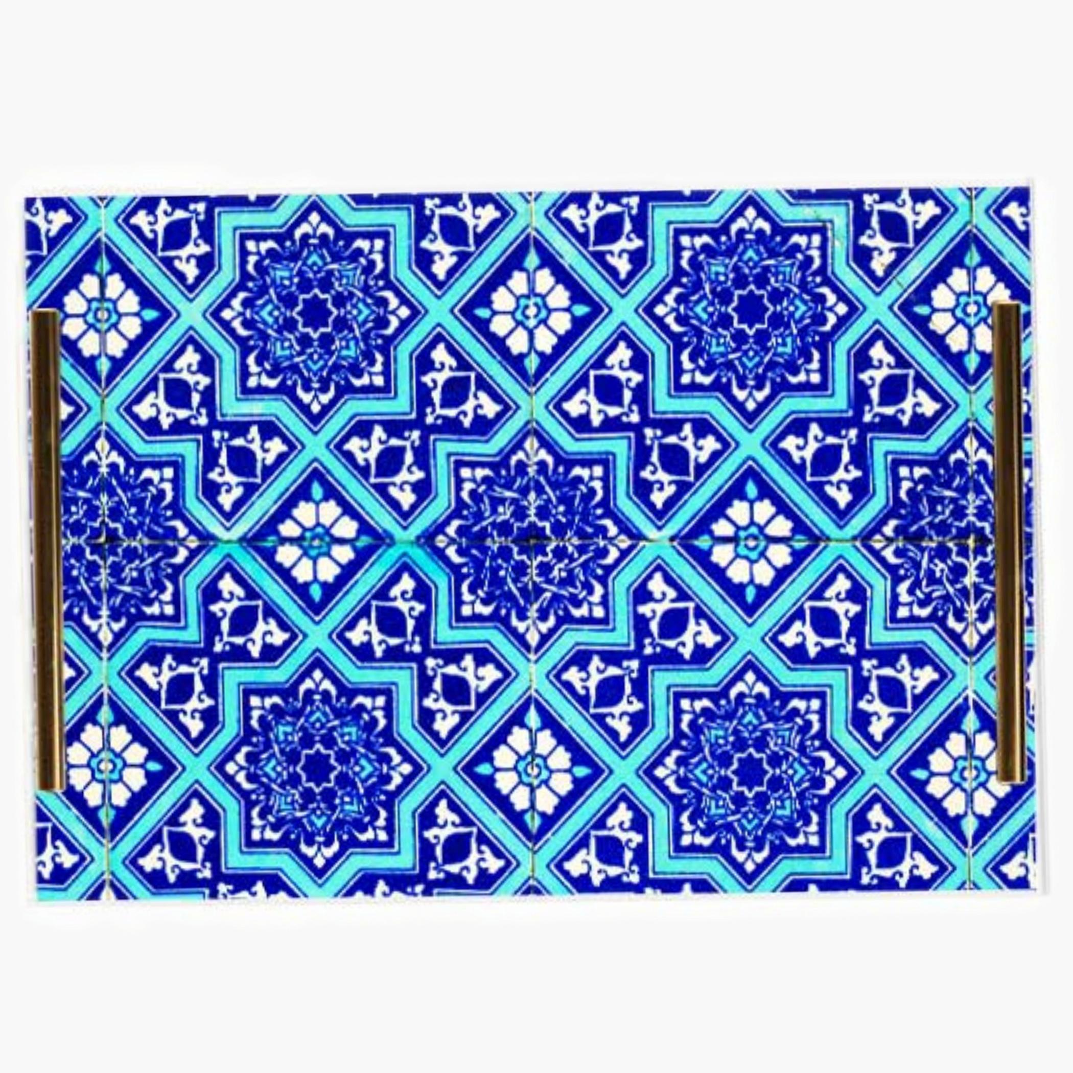 Decorative Acrylic Serving Tray with Gold Metal Handles and Marble Design 20×30 cm-household-dining-serveware-servingtrays-image-3