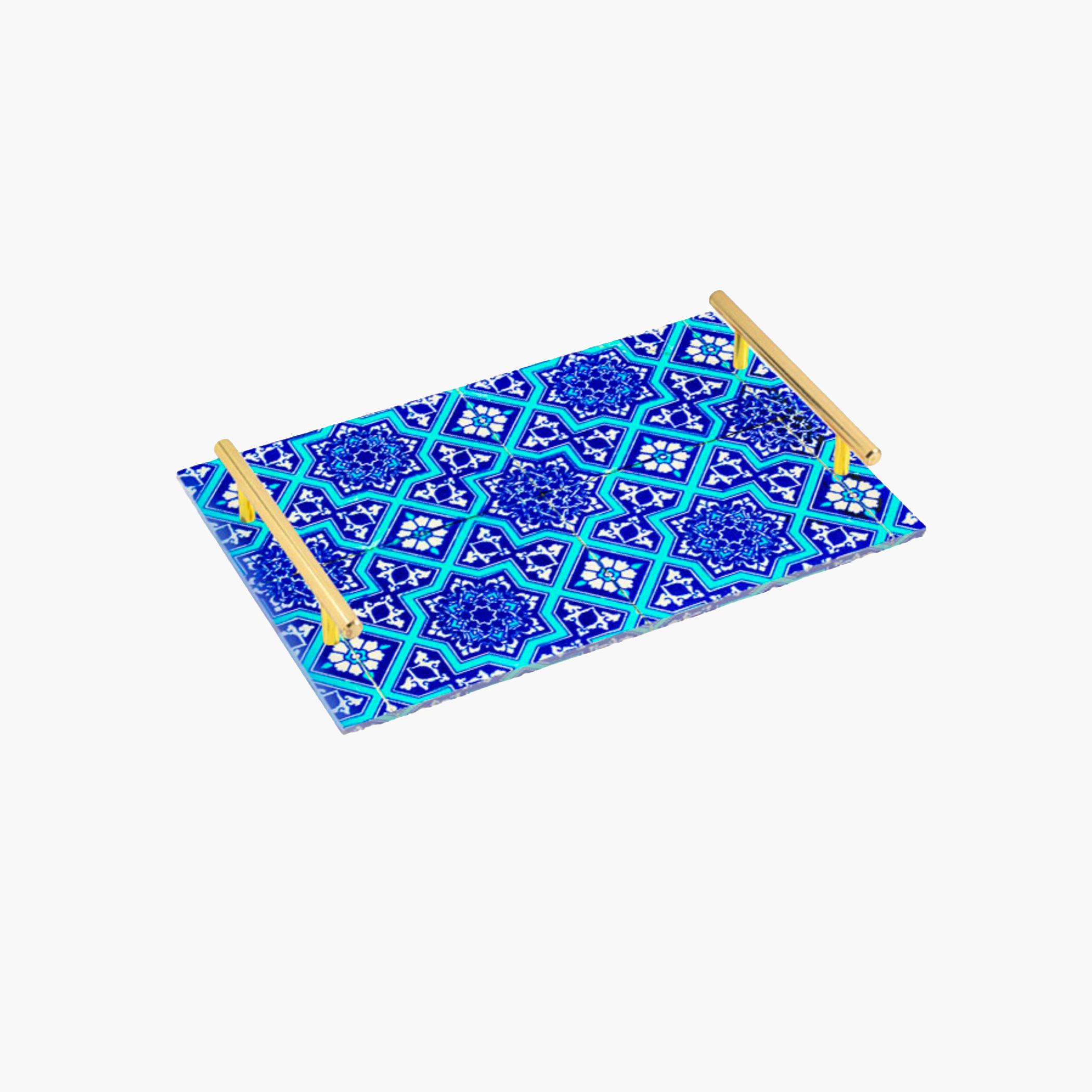 Decorative Acrylic Serving Tray with Gold Metal Handles and Marble Design 20×30 cm-household-dining-serveware-servingtrays-image-6