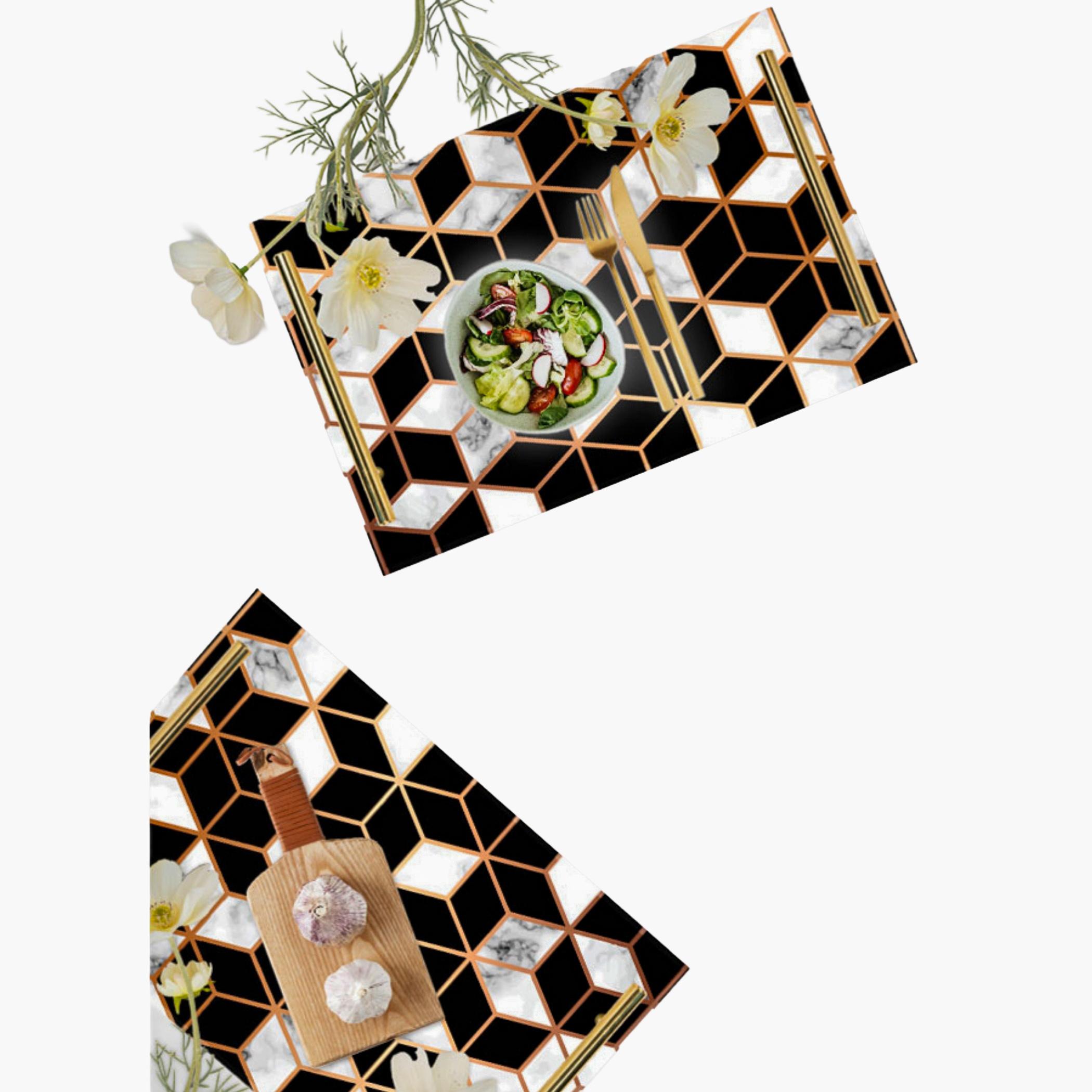 Decorative Acrylic Serving Tray with Gold Metal Handles and Marble Design 20×30 cm-household-dining-serveware-servingtrays-image-3