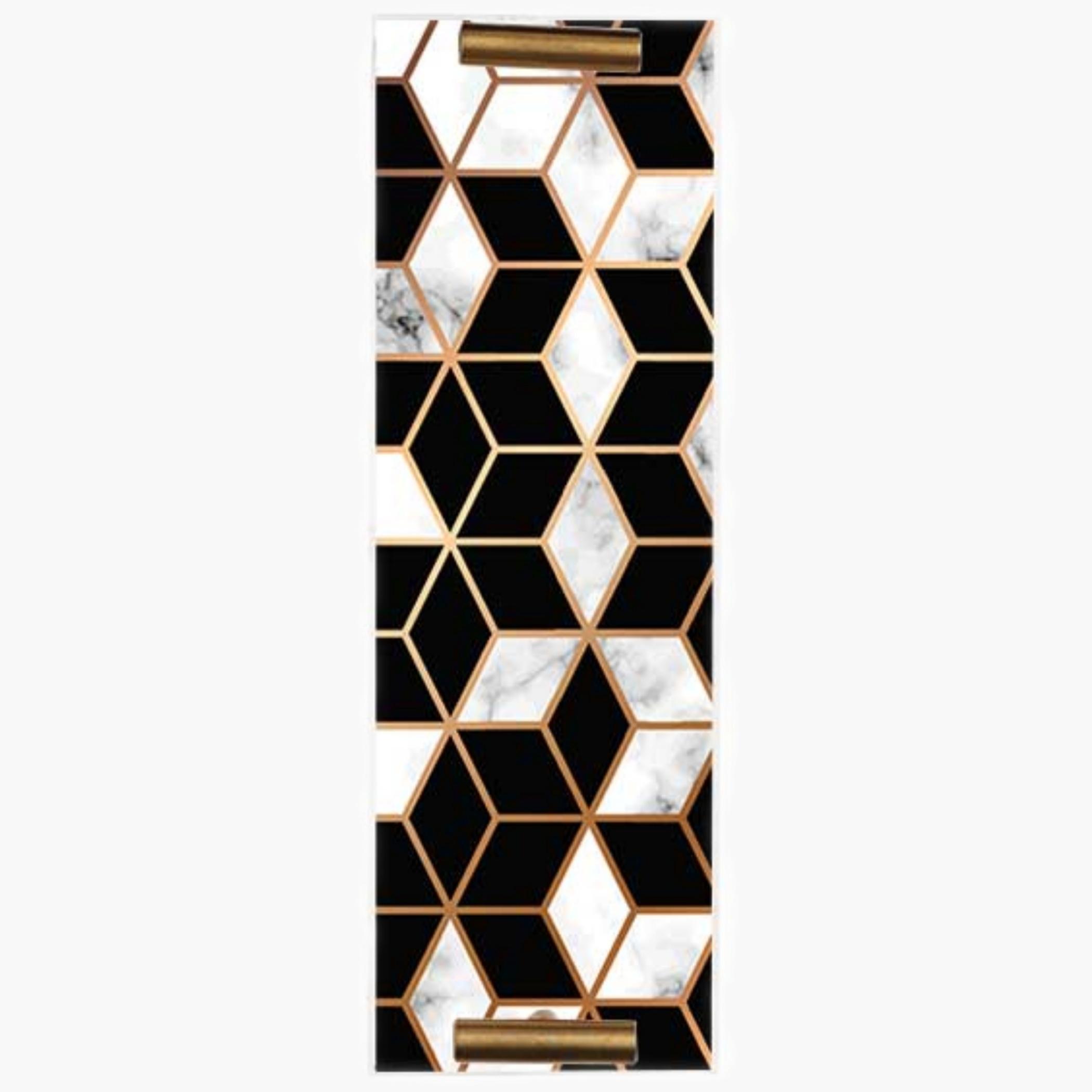 Decorative Acrylic Serving Tray with Gold Metal Handles and Marble Design 10×30 cm-household-dining-serveware-servingtrays-image-5
