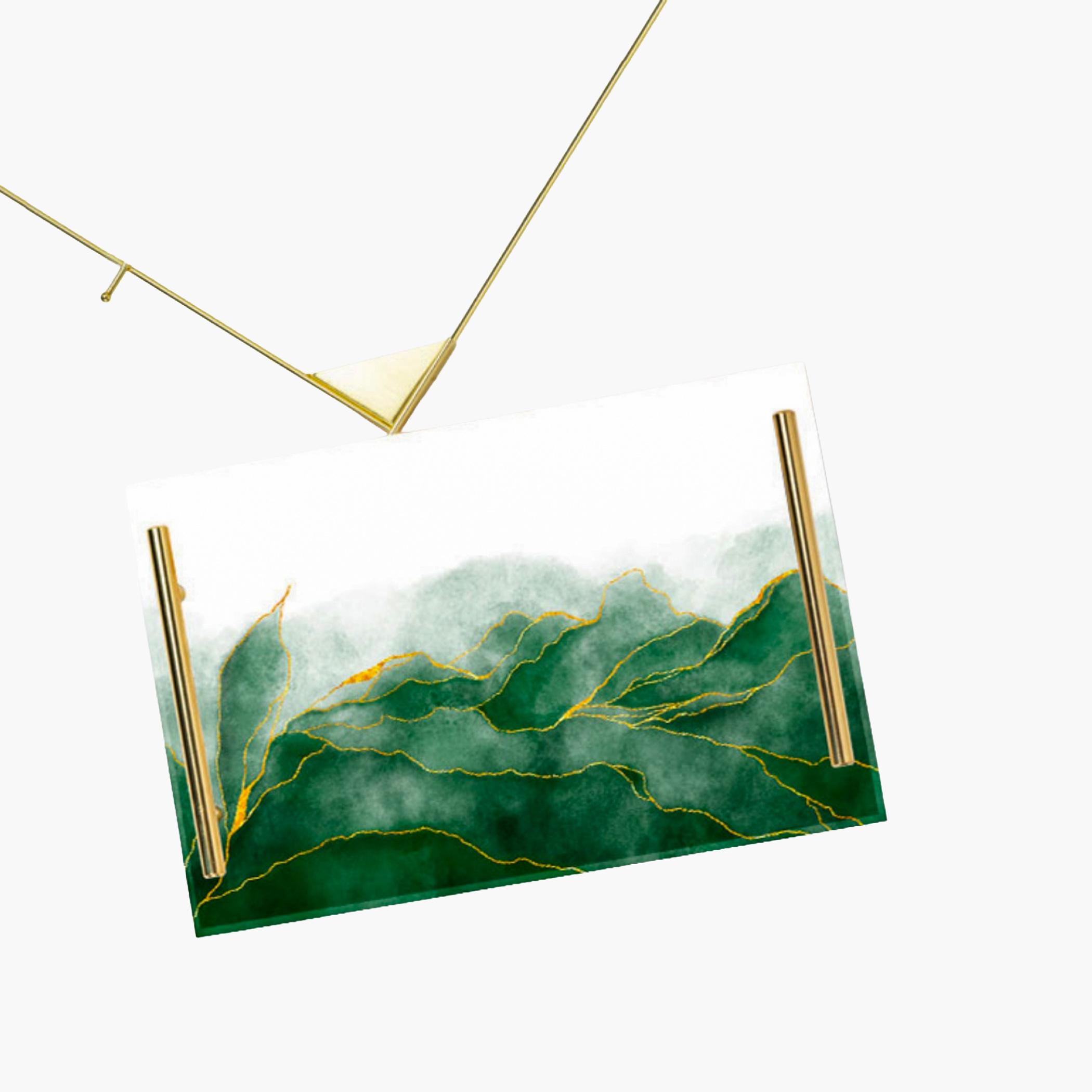 Decorative Acrylic Serving Tray with Gold Metal Handles and Marble Design 24×34 cm-household-dining-serveware-servingtrays-image-2
