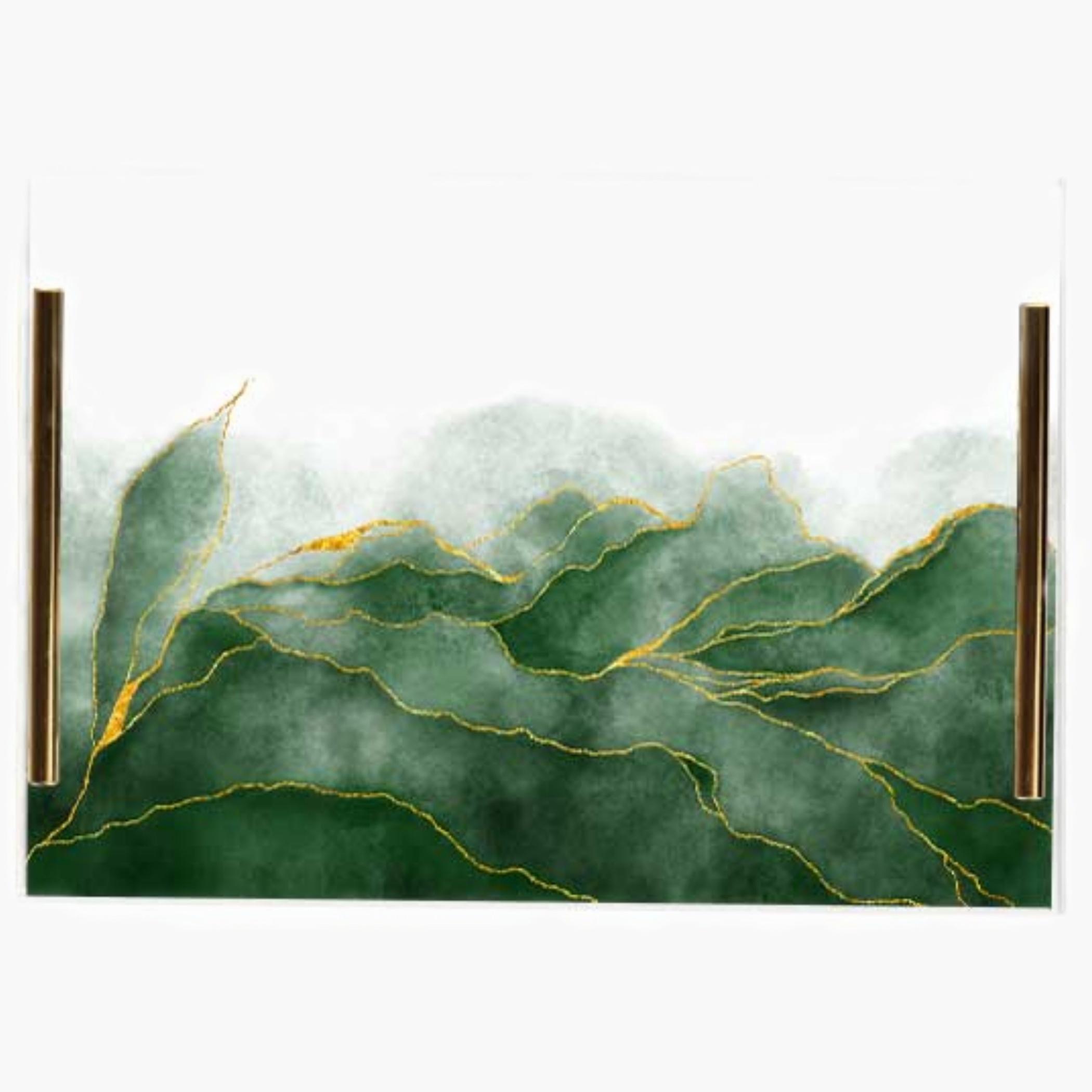 Decorative Acrylic Serving Tray with Gold Metal Handles and Marble Design 24×34 cm-household-dining-serveware-servingtrays-image-6