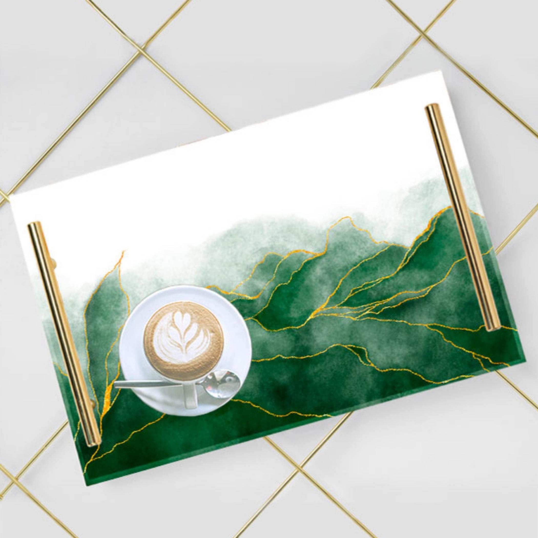 Decorative Acrylic Serving Tray with Gold Metal Handles and Marble Design 20×30 cm-household-dining-serveware-servingtrays-image-2