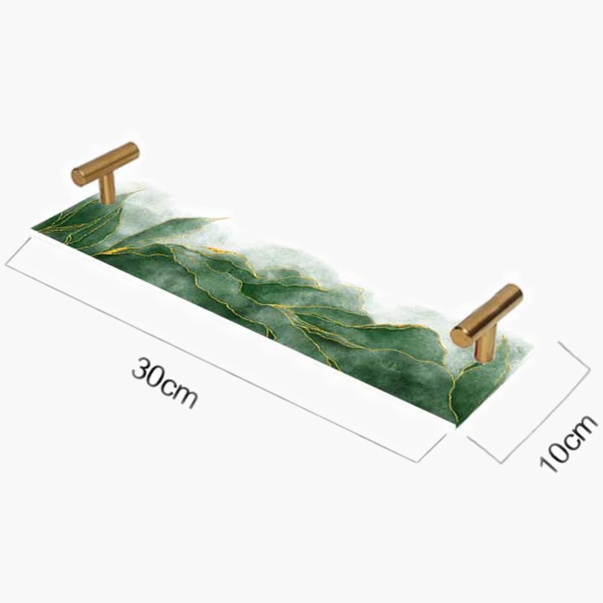 Decorative Acrylic Serving Tray with Gold Metal Handles and Marble Design 10×30 cm-household-dining-serveware-servingtrays-image-5