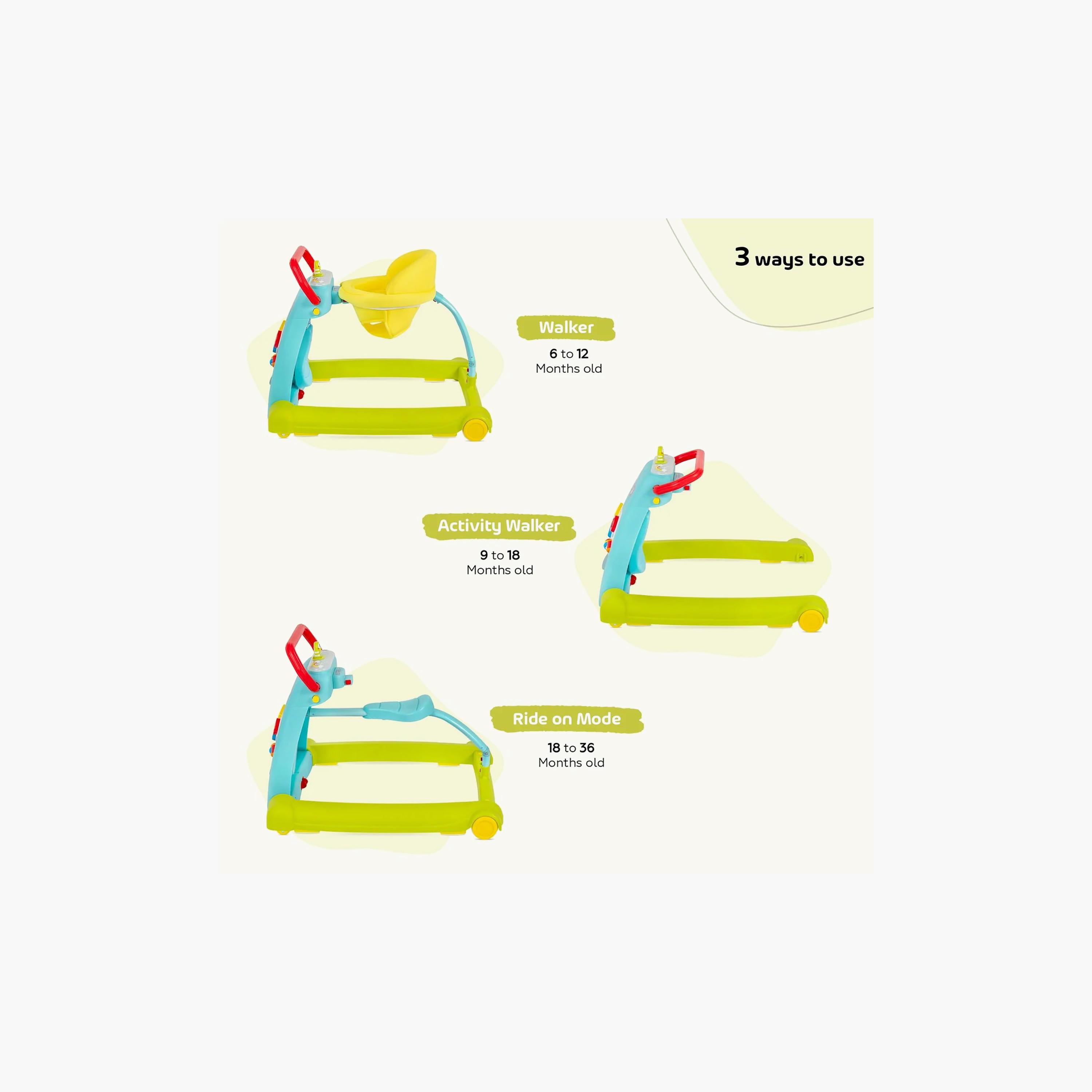 Jikel Step 123 Walker & Ride-On - Rainbow-baby-infantactivity-walkers-image-4