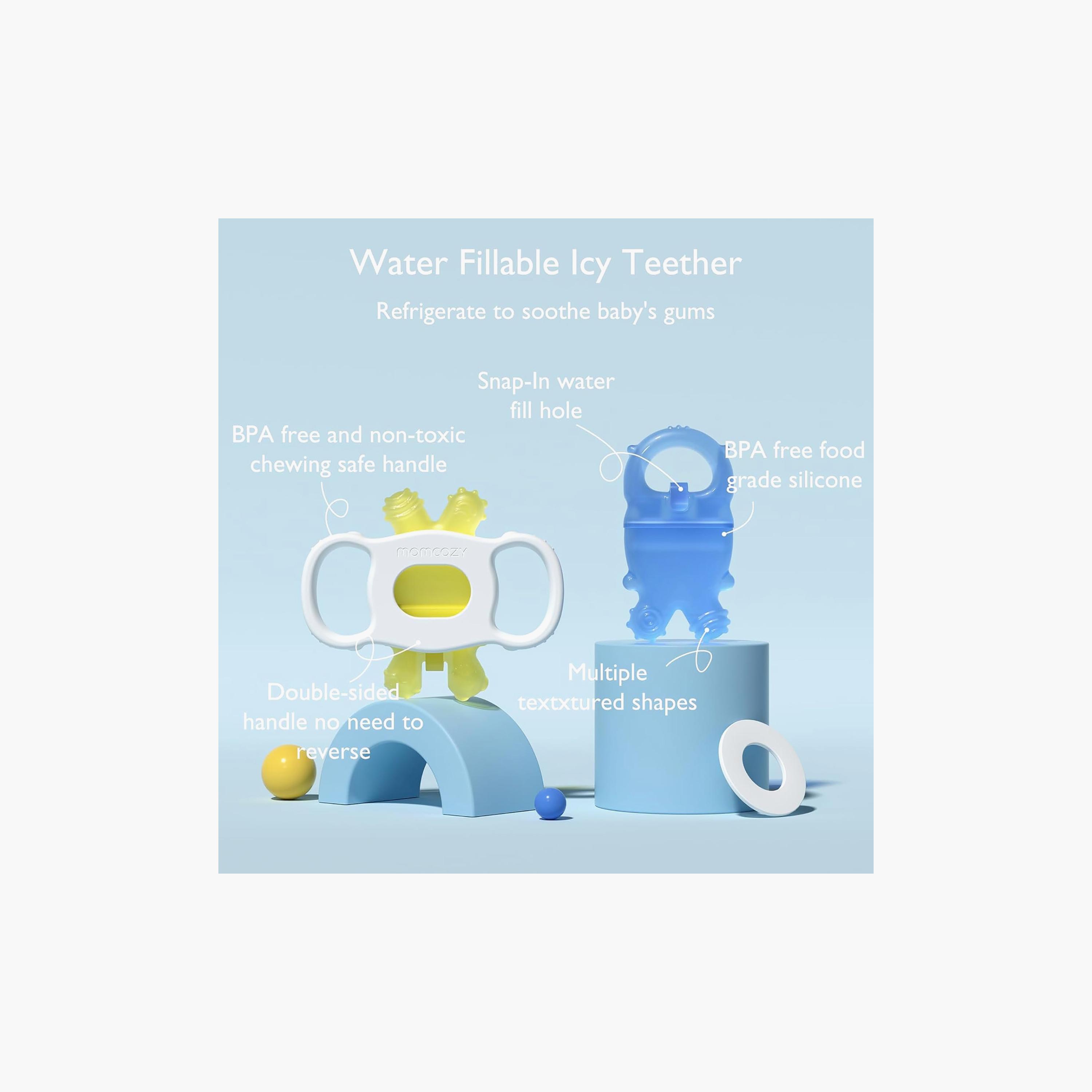 Momcozy 2-Piece Water-fillable Icy Teether Toys - Green & Pink - 0-12 Months-baby-feeding-teethers-image-3