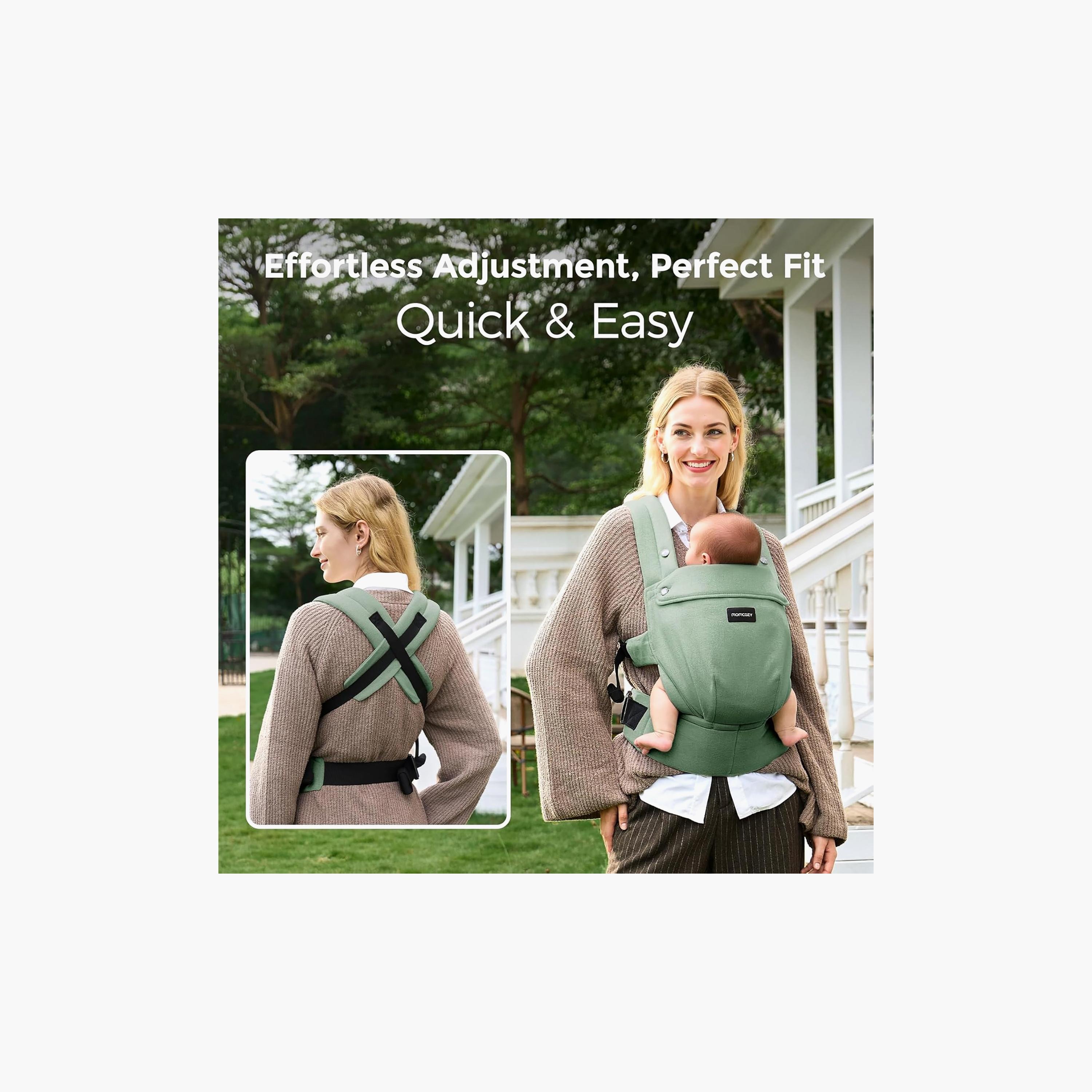 حمالة أطفال من الكتان الطبيعي - لون أخضر مريمي من مومكوزي-baby-gear-babycarriers-image-1