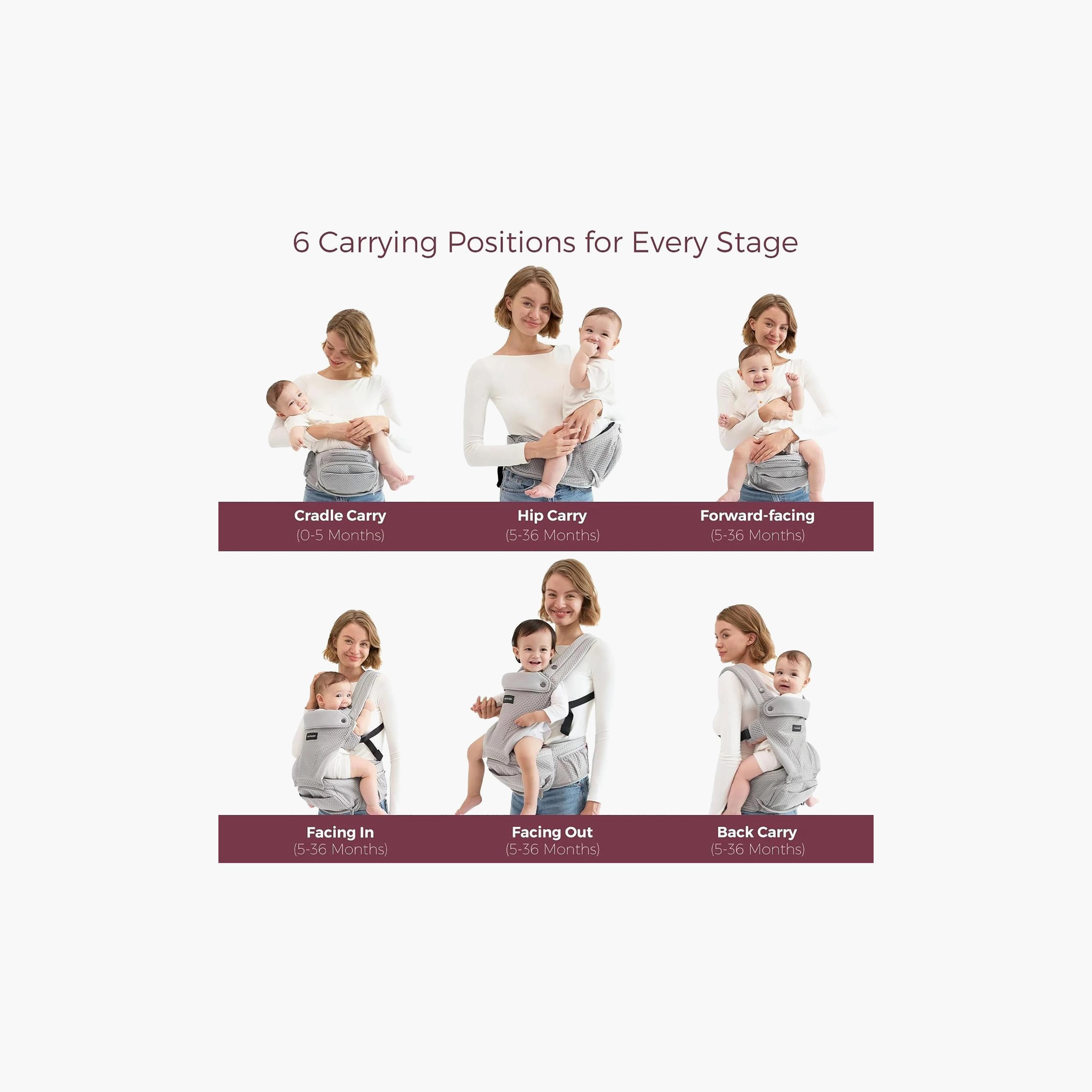 حمالة أطفال مع مقعد خصر - رمادي من مومكوزي-baby-gear-babycarriers-image-1