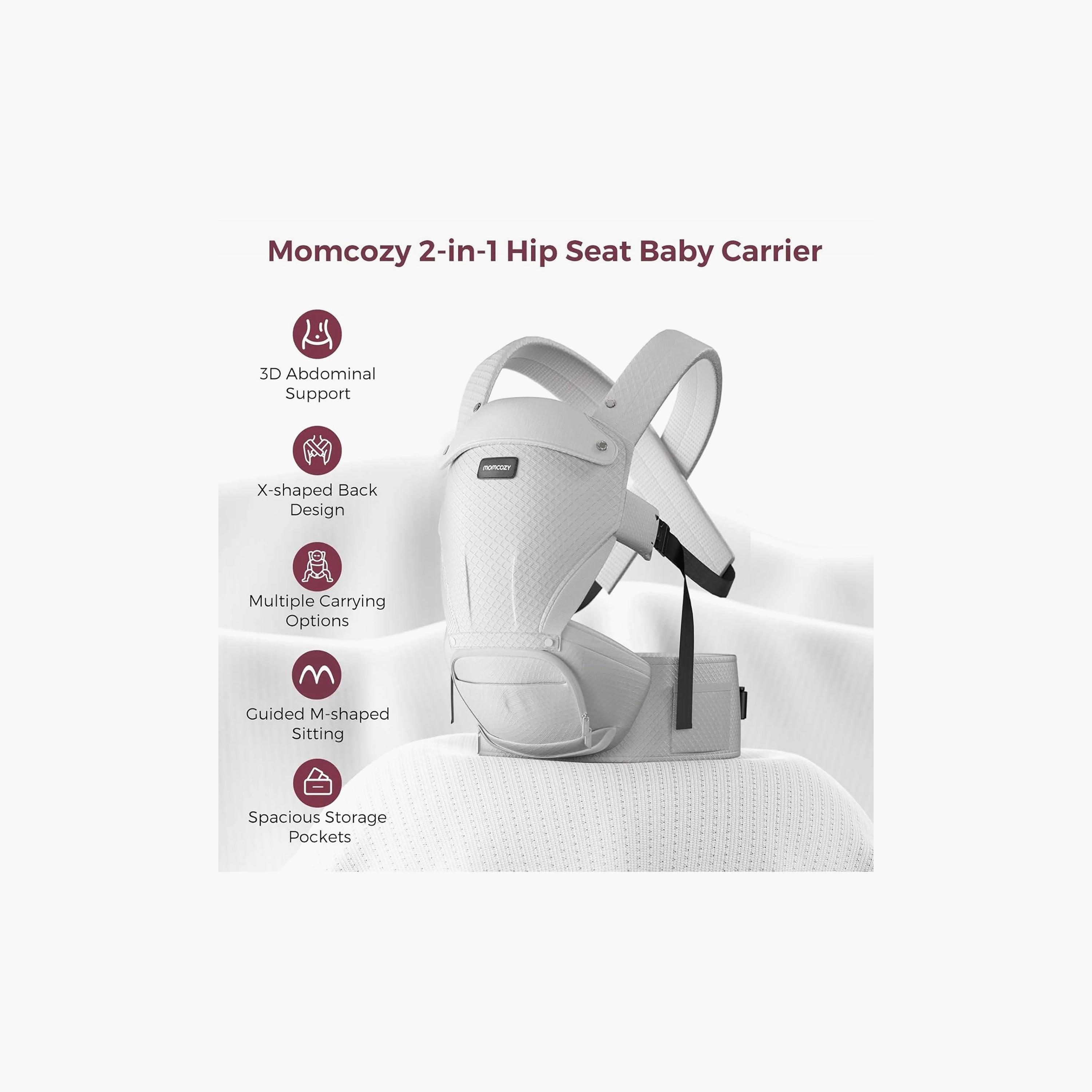 حمالة أطفال مع مقعد خصر - رمادي من مومكوزي-baby-gear-babycarriers-image-9