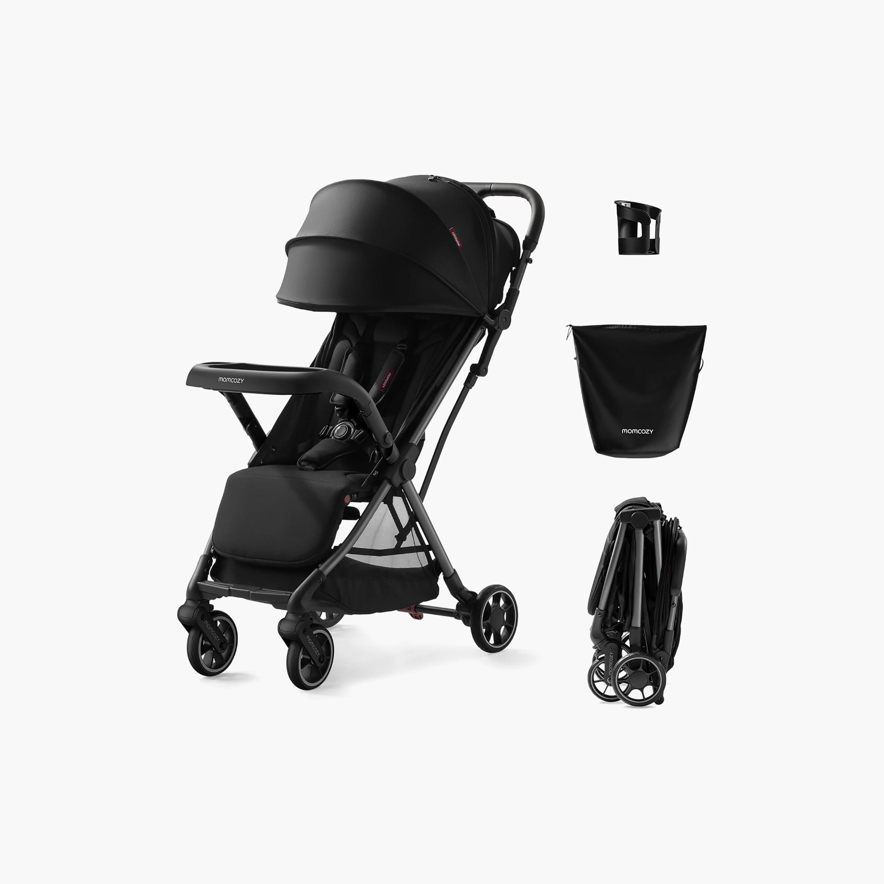 Momcozy ClickGo Lightweight Stroller with Extendable UPF50+ Canopy - Black - 0 Months+-baby-gear-strollersandprams-strollers-image-3
