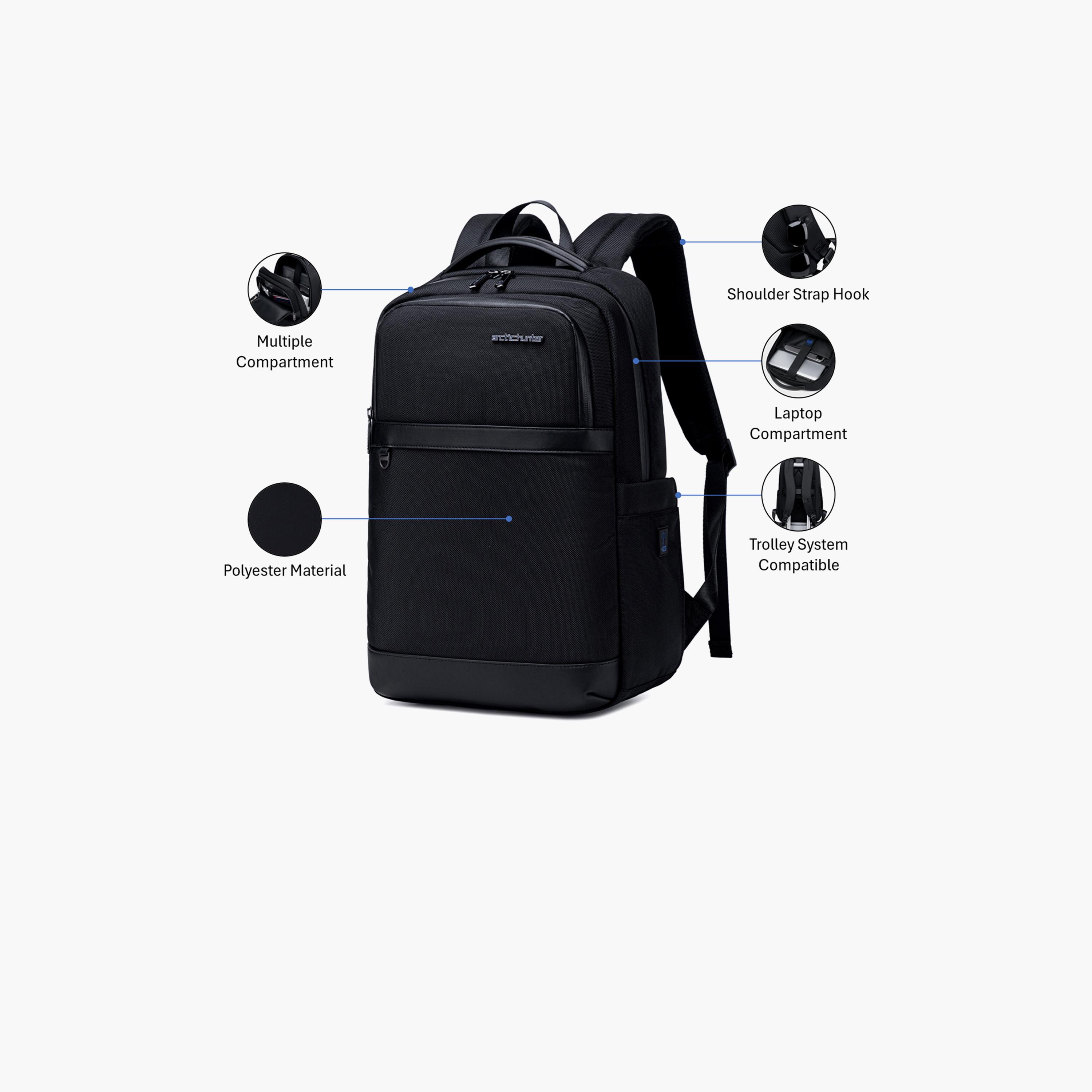 آركتيك هنتر - شنطة ظهر 15 لتر | 16.5 إنش بوليستر، حزام قابل للتعديل | B00670-AH-travel-luggagesandbags-backpacks-image-3