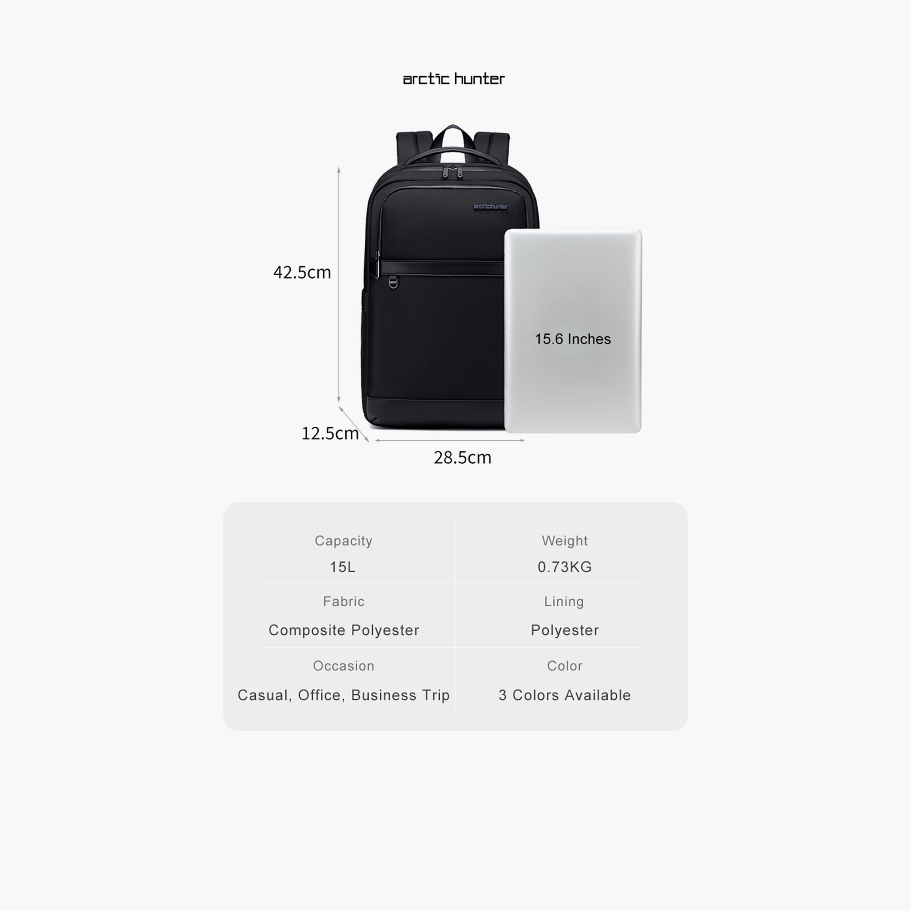 آركتيك هنتر - شنطة ظهر 15 لتر | 16.5 إنش بوليستر، حزام قابل للتعديل | B00670-AH-travel-luggagesandbags-backpacks-image-8