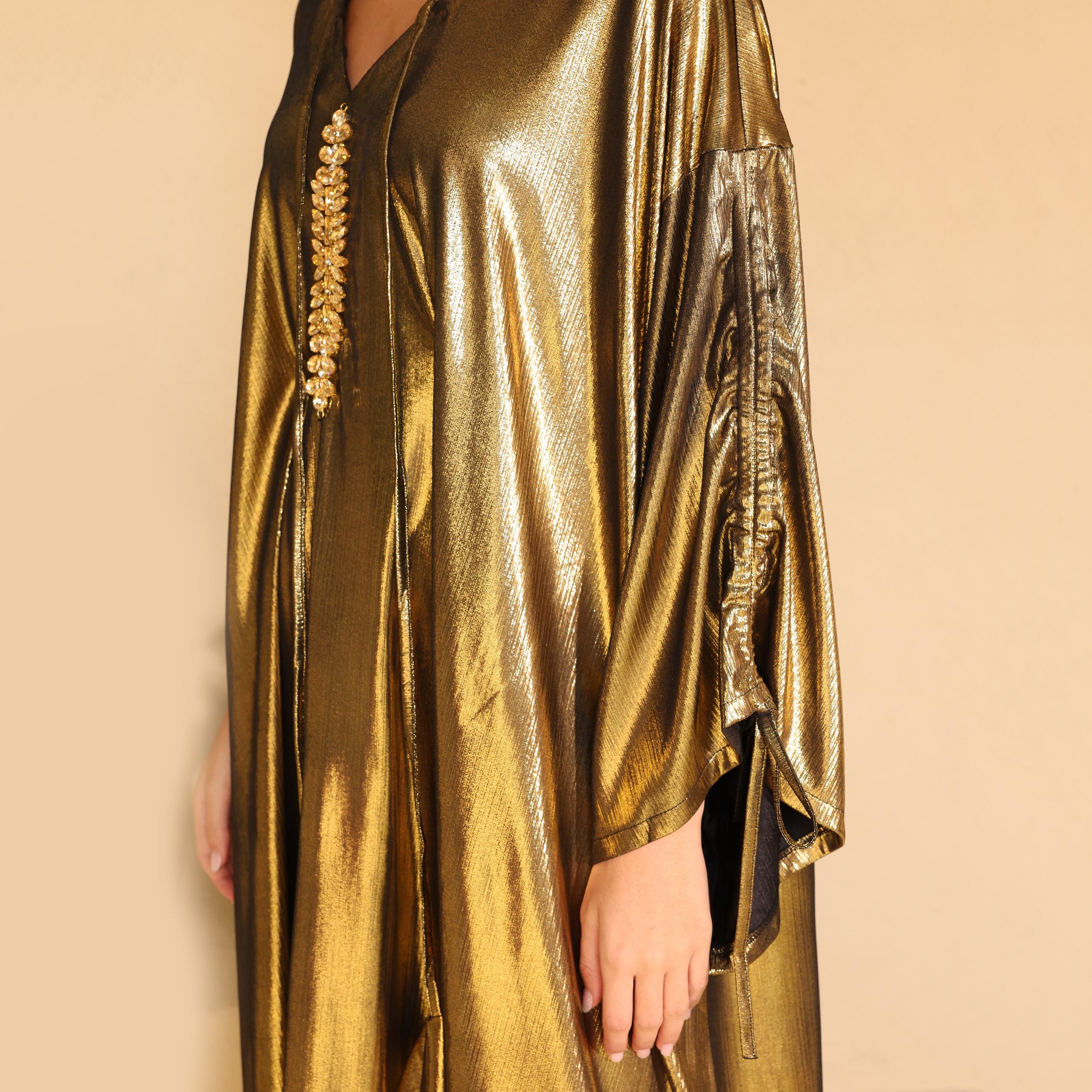 IKKXA Metallic Dropped Sleeves Women's Evening Jalabiya-women-arabicclothing-jalabiyas-image-2