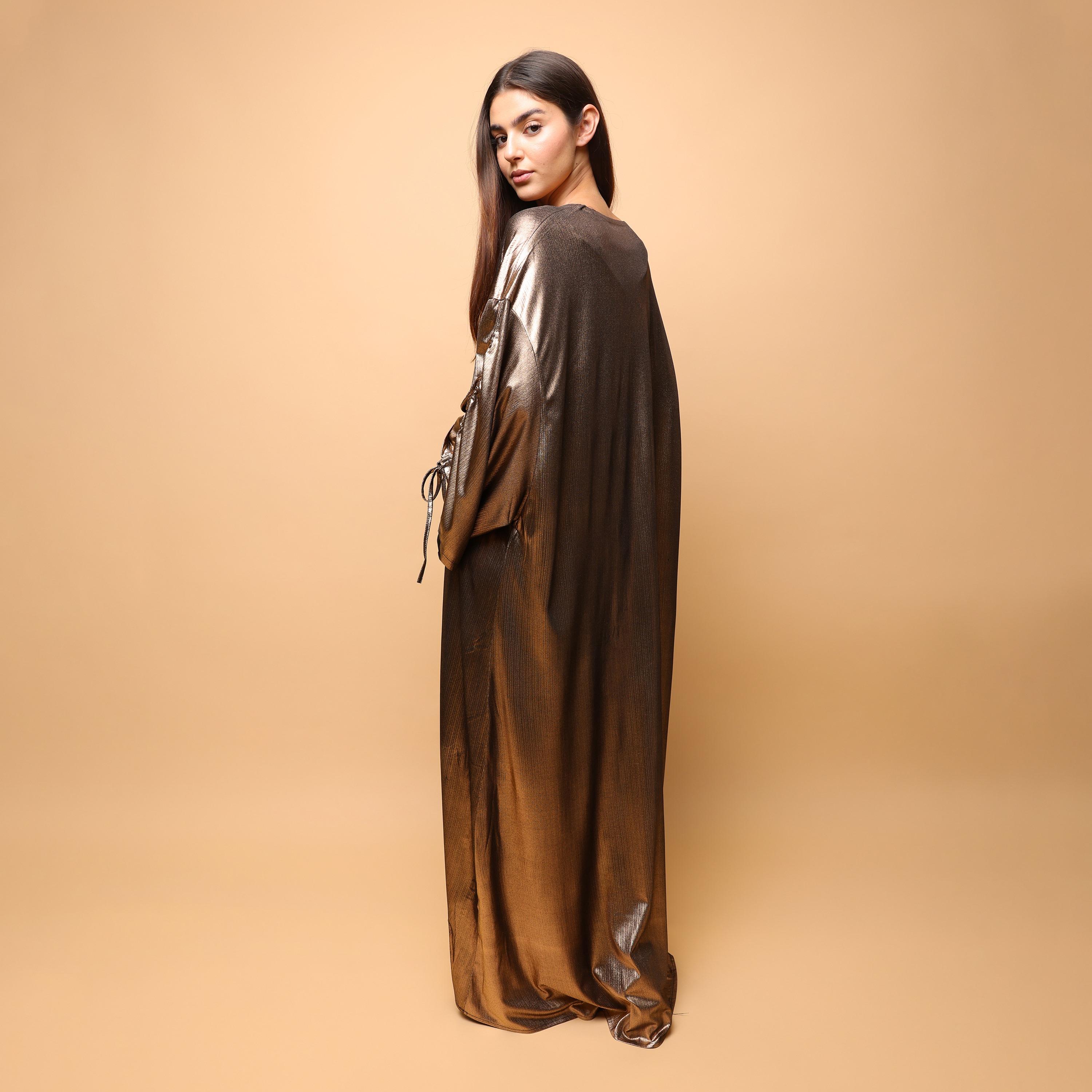 IKKXA Metallic Dropped Sleeves Women's Evening Jalabiya-women-arabicclothing-jalabiyas-image-5