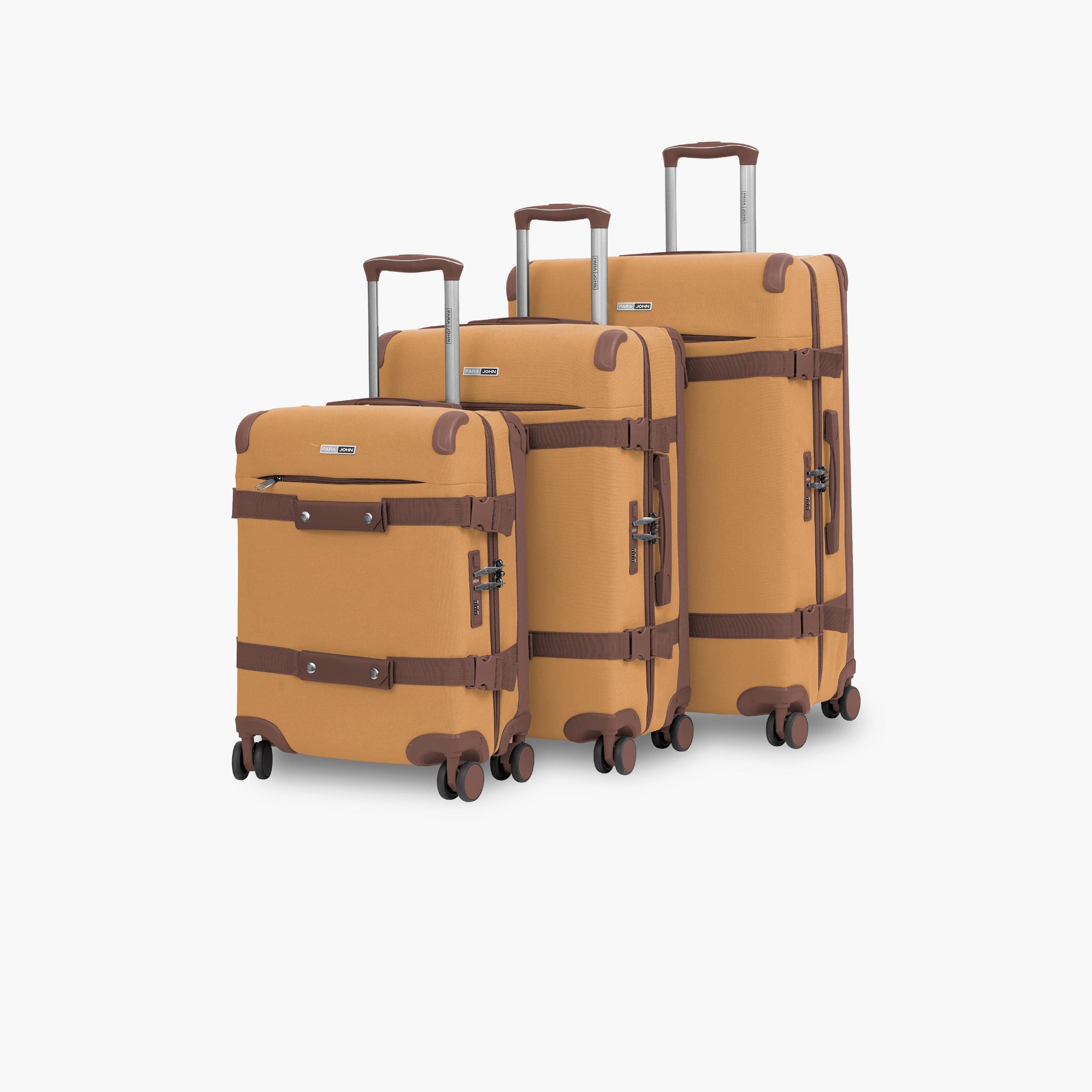 طقم شنط سفر ريترو  قماشية  مكون من 3 قطع، جوانب صلبة وأربع عجلات دوارة وقفل برقم سري-travel-luggagesandbags-luggage-image-1