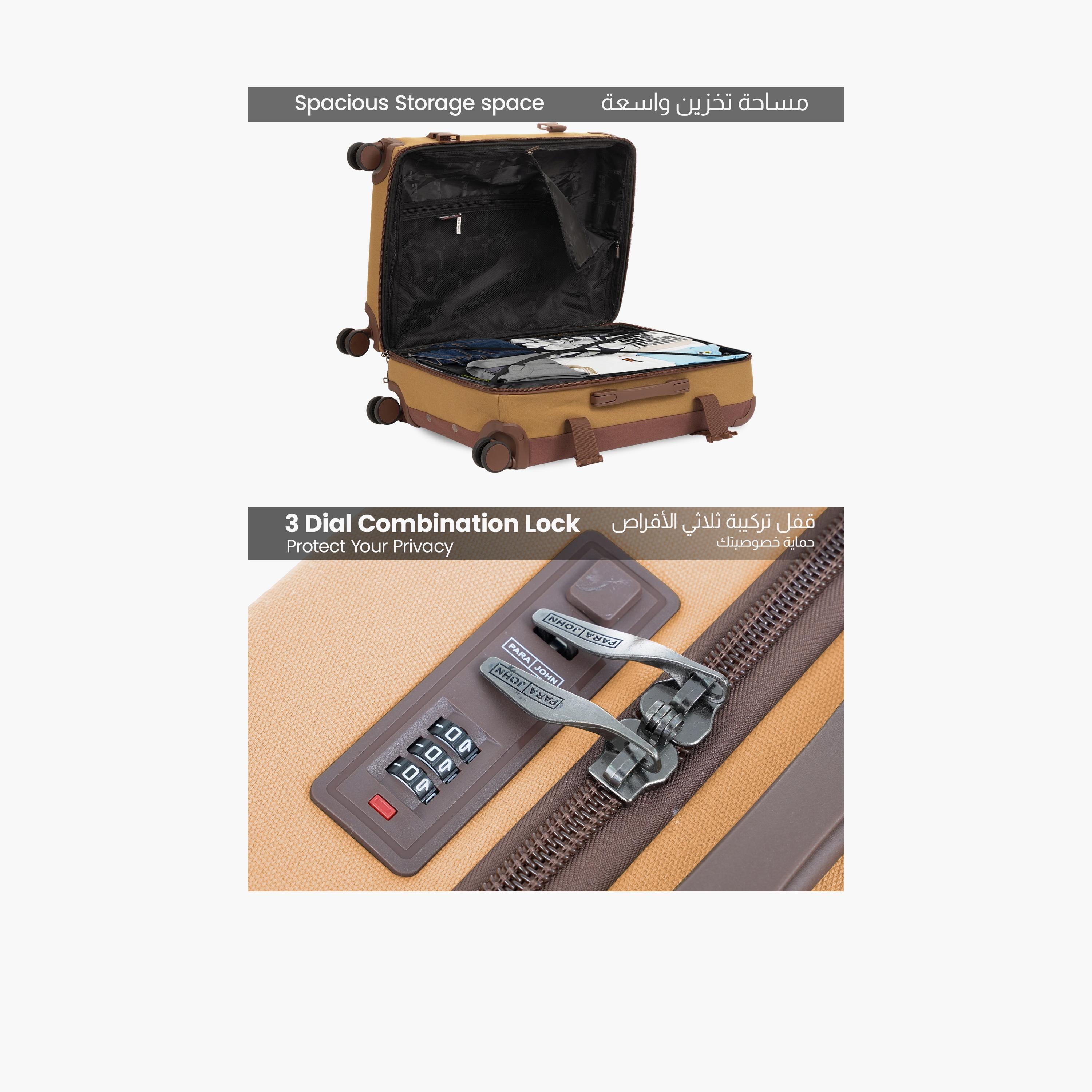 طقم شنط سفر ريترو  قماشية  مكون من 3 قطع، جوانب صلبة وأربع عجلات دوارة وقفل برقم سري-travel-luggagesandbags-luggage-image-4