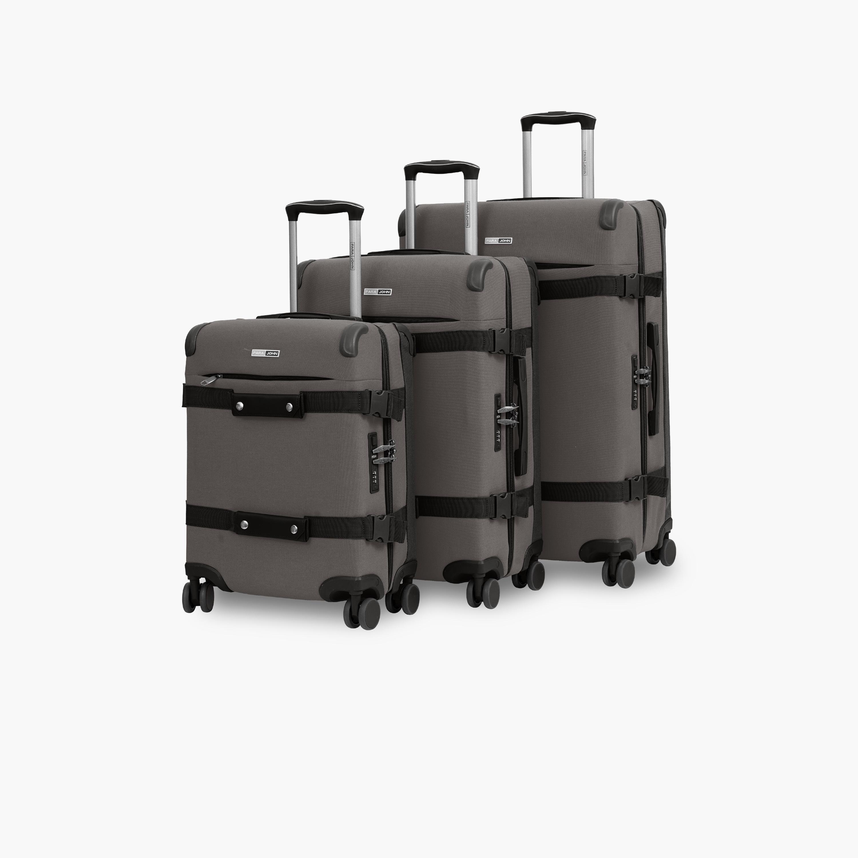 Para John Retro Set Of 3 Textile Hard Sided 4-Wheeler Spinner Trolley Bag with Combination Lock-travel-luggagesandbags-luggage-image-1