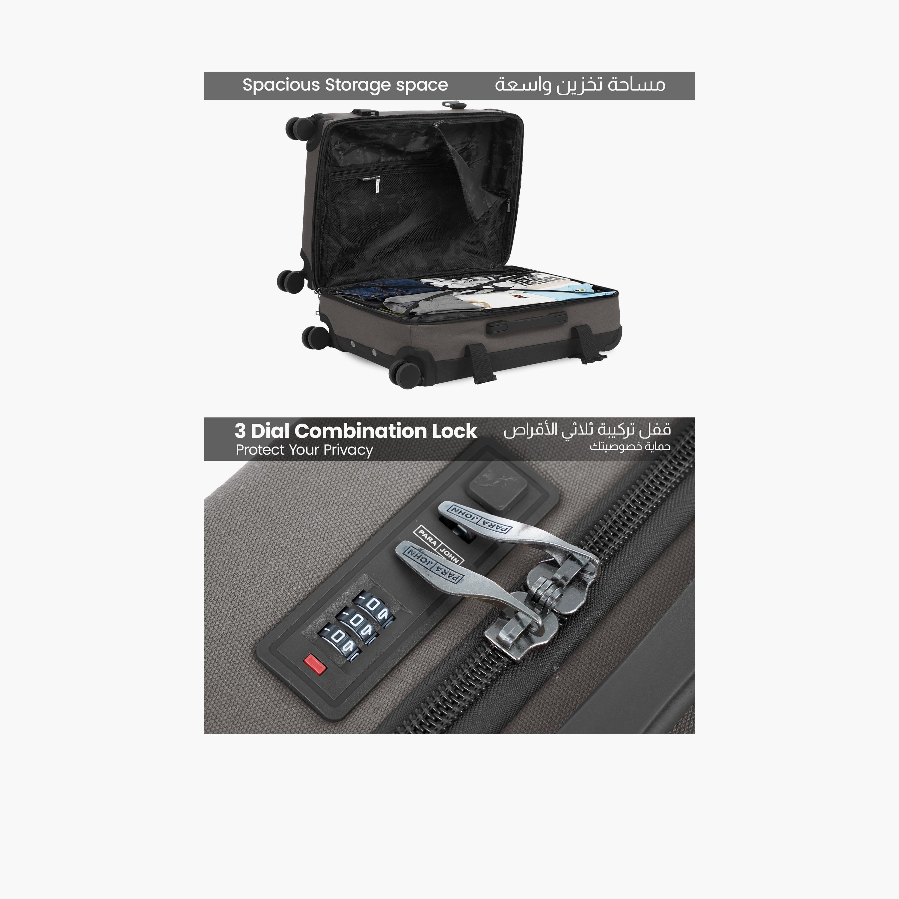 Para John Retro Set Of 3 Textile Hard Sided 4-Wheeler Spinner Trolley Bag with Combination Lock-travel-luggagesandbags-luggage-image-4