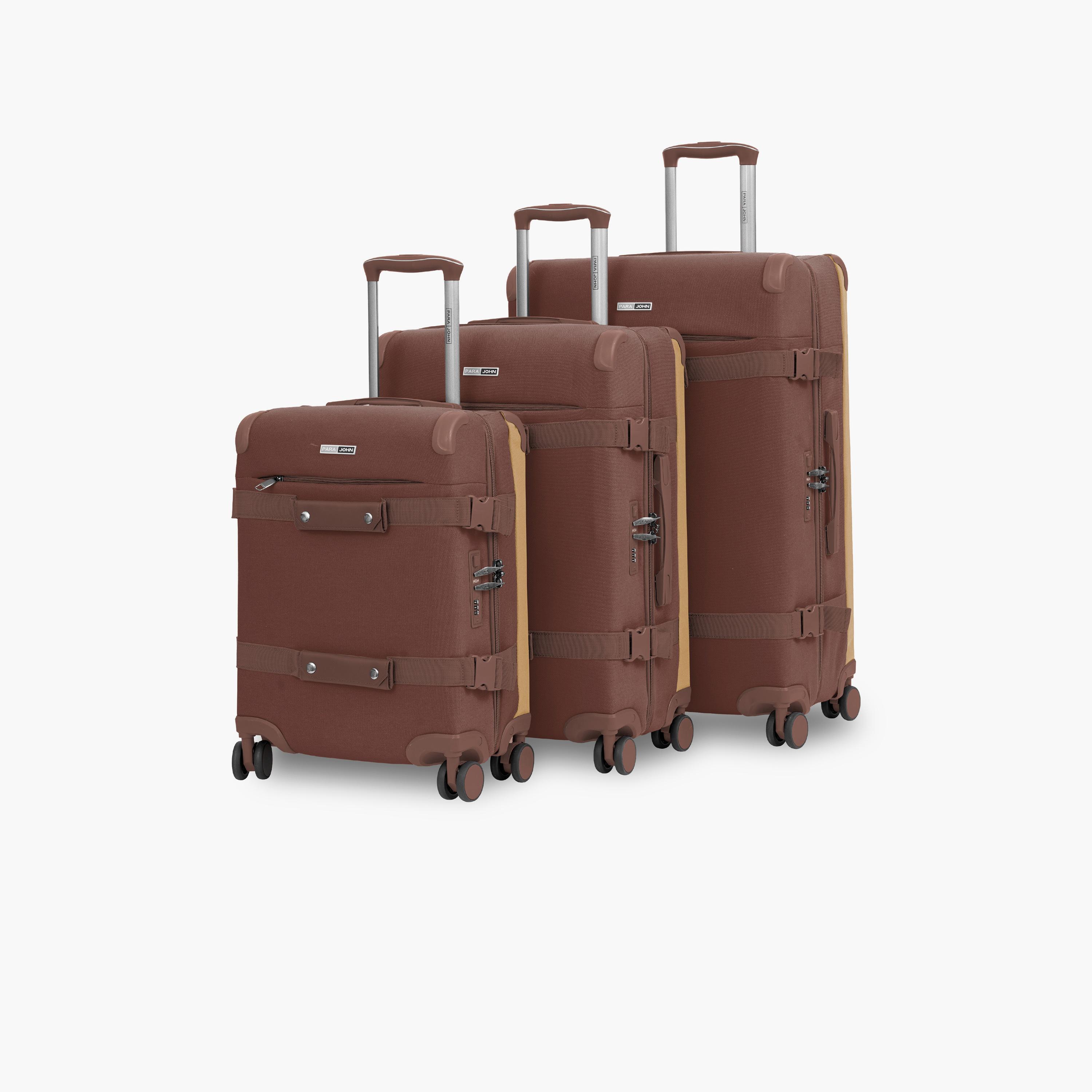 طقم شنط سفر ريترو  قماشية  مكون من 3 قطع، جوانب صلبة وأربع عجلات دوارة وقفل برقم سري-travel-luggagesandbags-luggage-image-1
