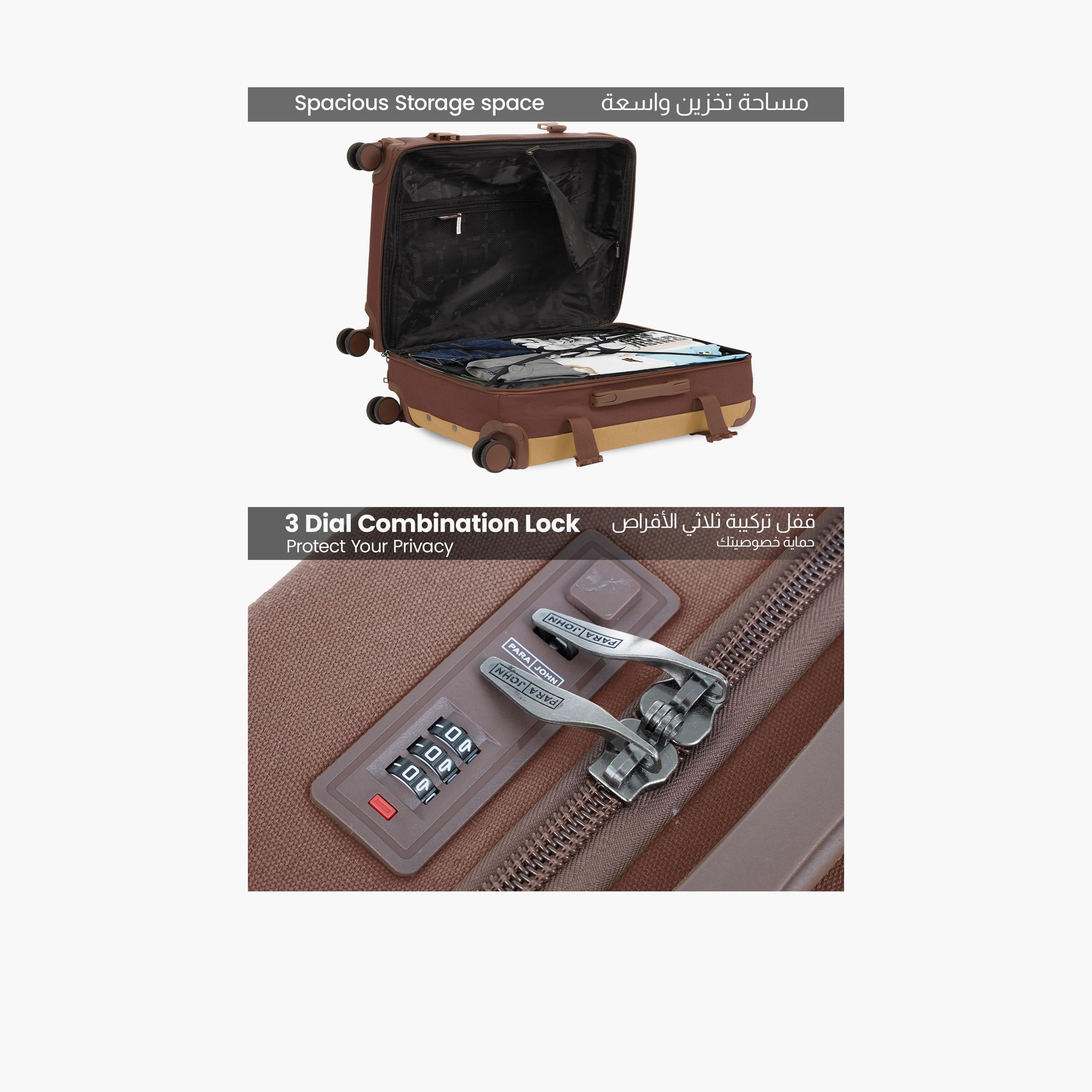 طقم شنط سفر ريترو  قماشية  مكون من 3 قطع، جوانب صلبة وأربع عجلات دوارة وقفل برقم سري-travel-luggagesandbags-luggage-image-4